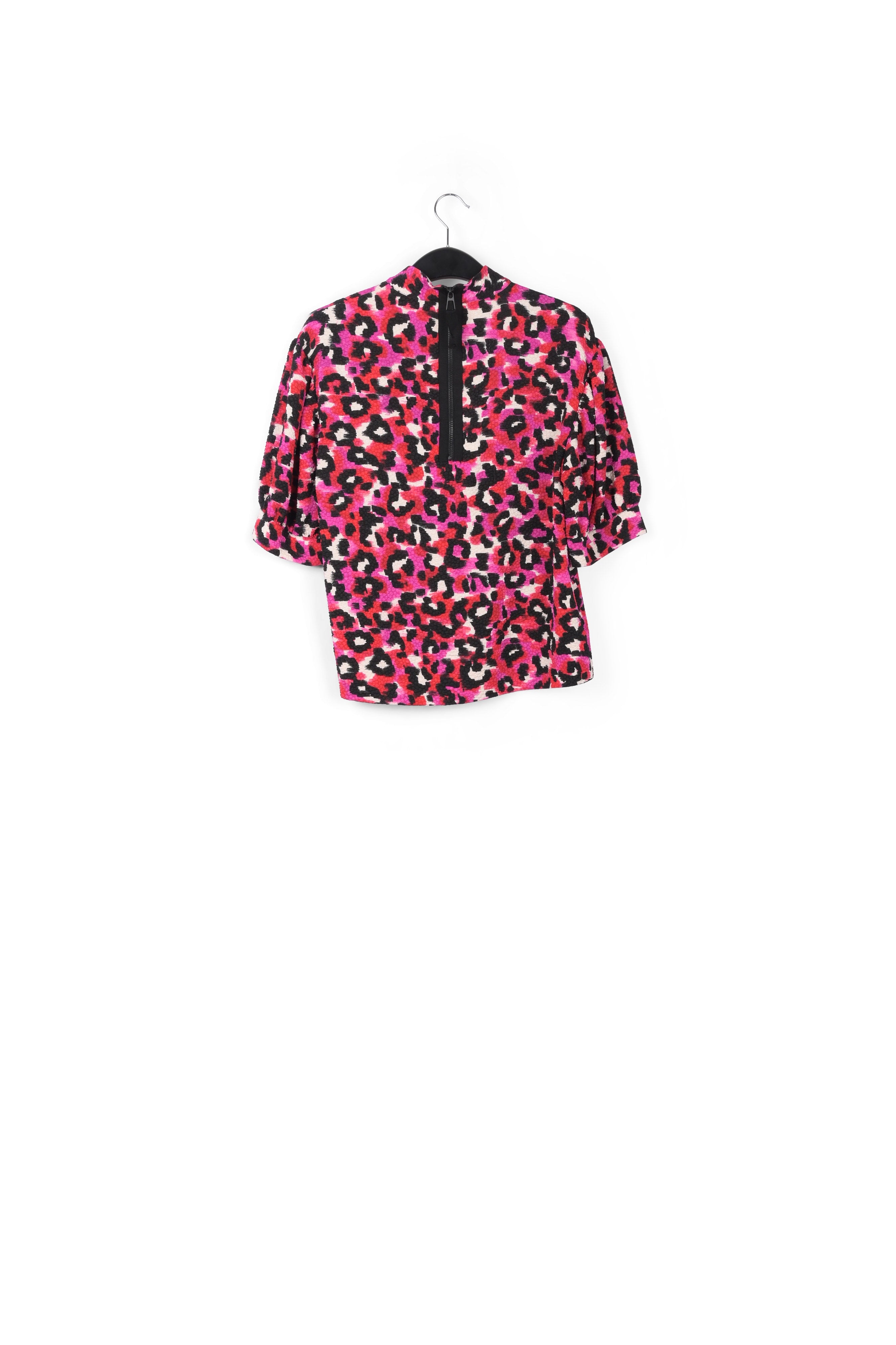 Pink, red and off-white leopard print top RE—SSENTIEL | Essentiel second hand