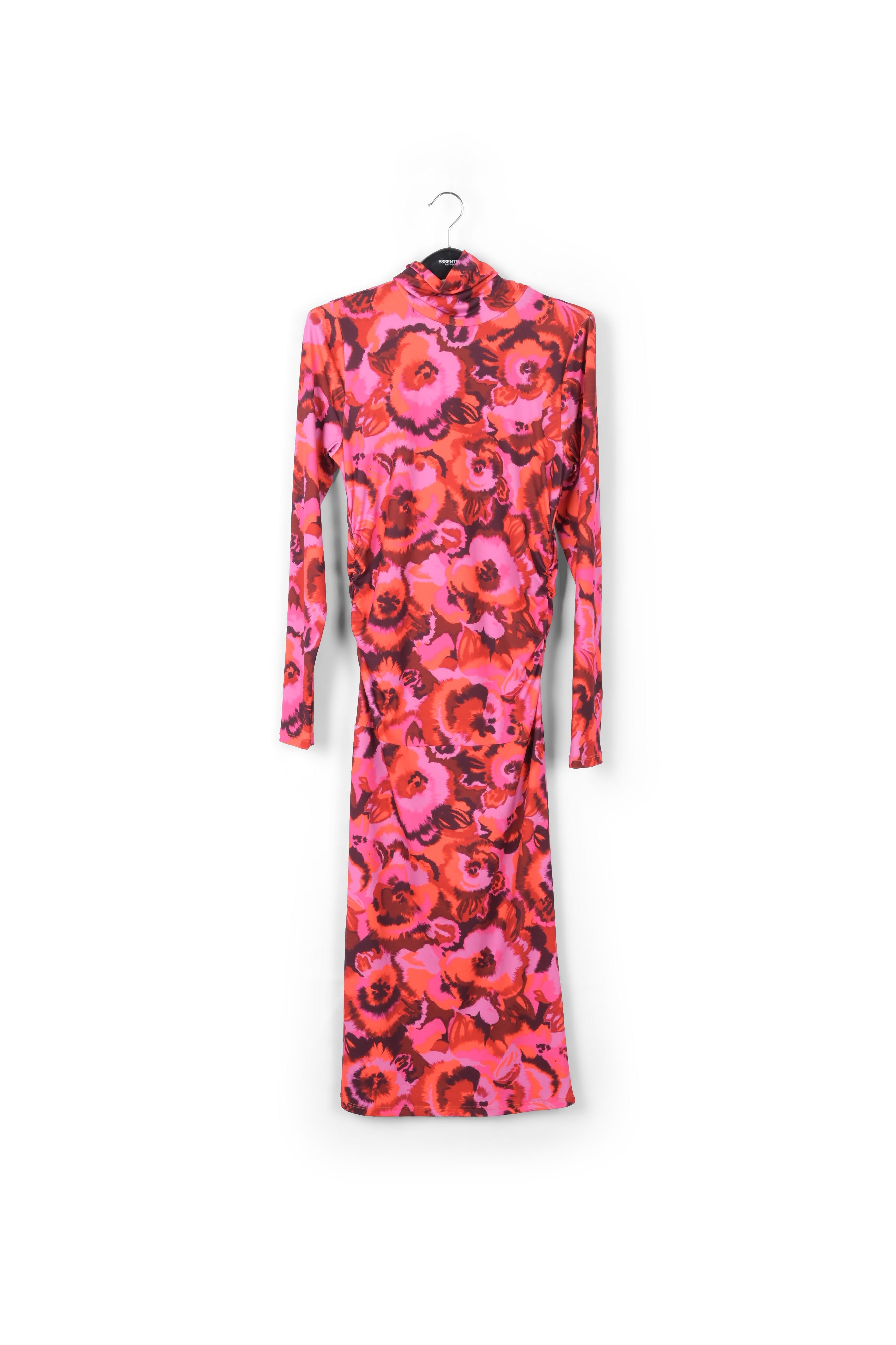 Pink and red floral-print stretch-jersey midi dress RE—SSENTIEL | Essentiel second hand