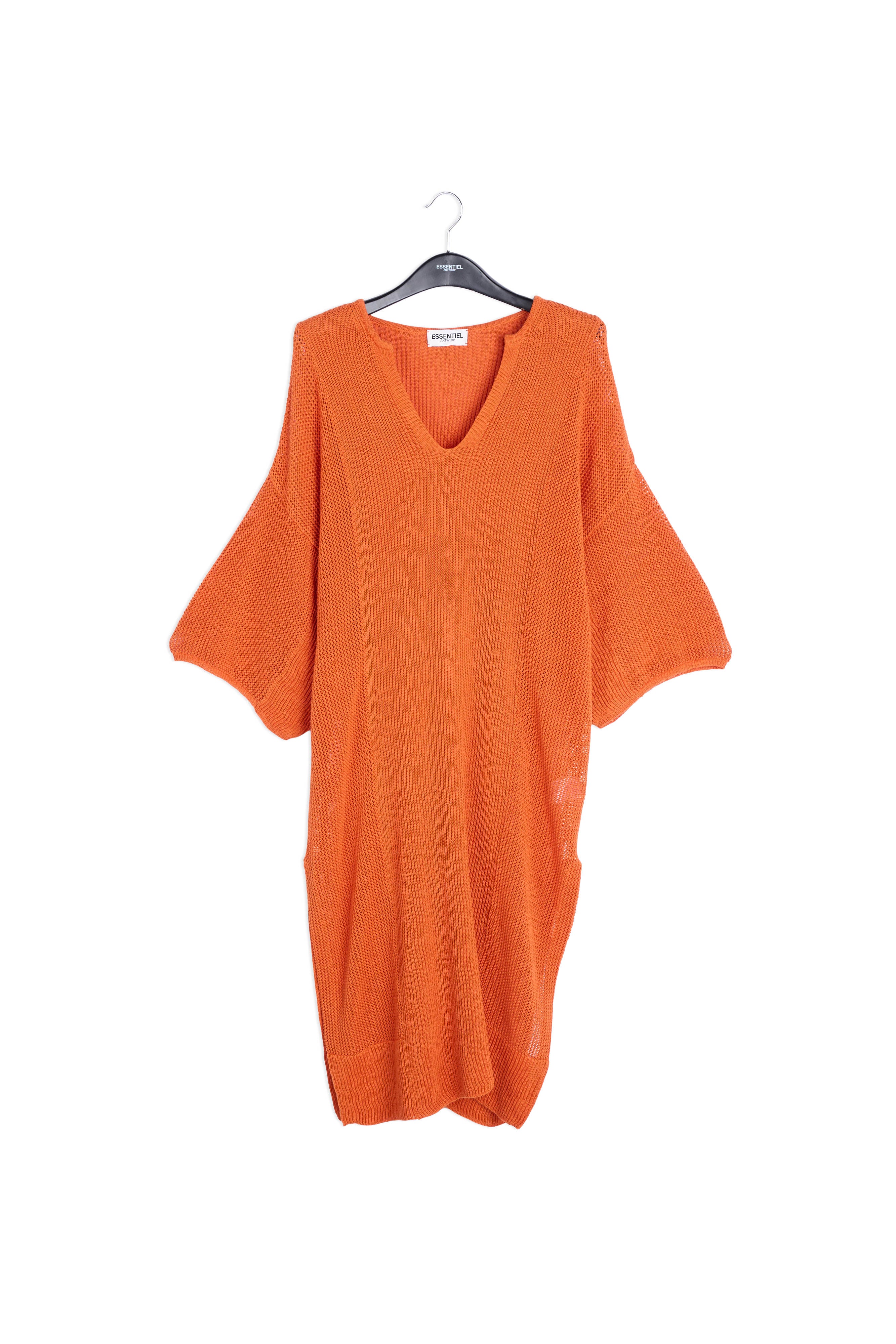 Orange loose-fit knit kaftan dress RE—SSENTIEL | Essentiel second hand