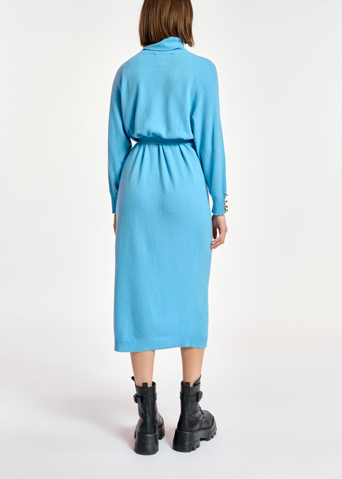 Blue turtleneck knit dress RE—SSENTIEL | Essentiel second hand
