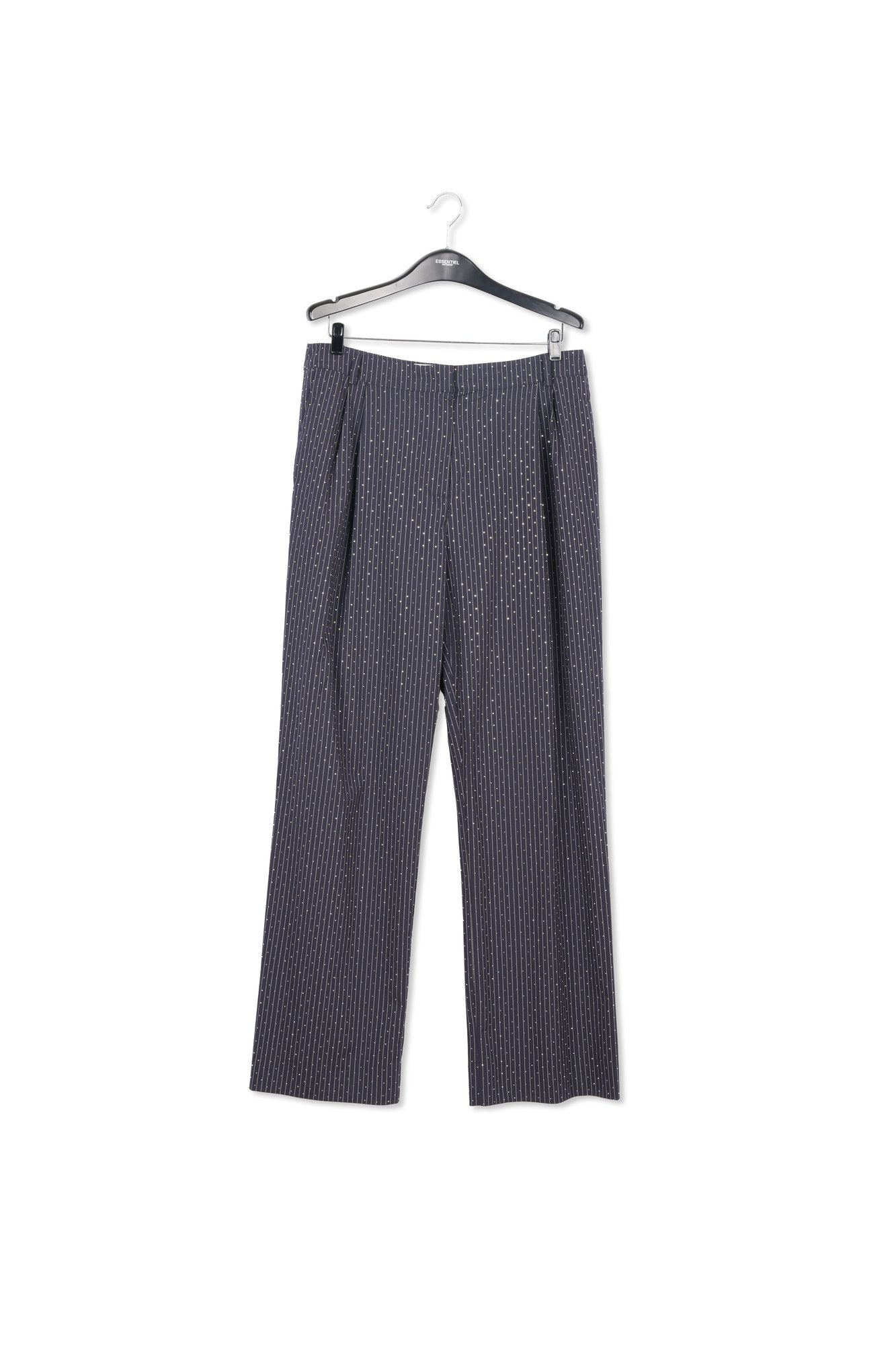 Navy blue pinstriped pants with rhinestone embellishments RE—SSENTIEL | Essentiel second hand