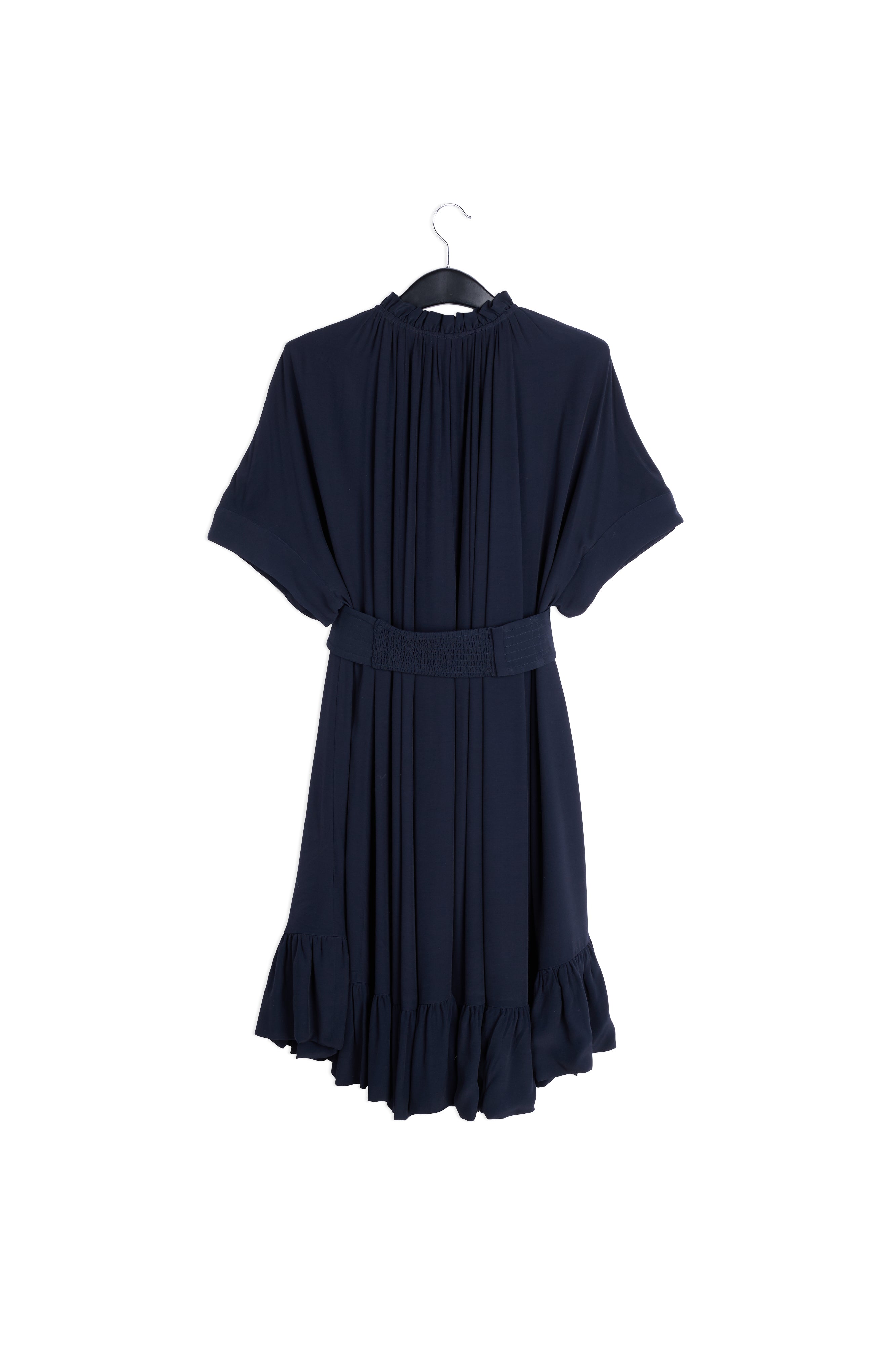 Oversized donkerblauwe jurk met volants RE—SSENTIEL | Essentiel second hand