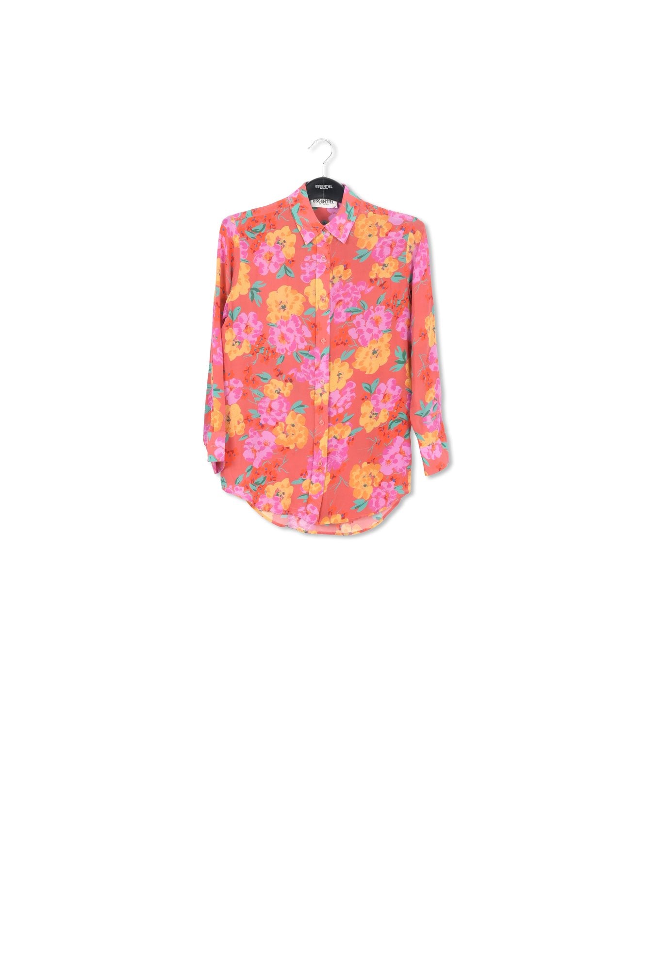 Chemisier en soie corail fleurie RE—SSENTIEL | Essentiel second hand