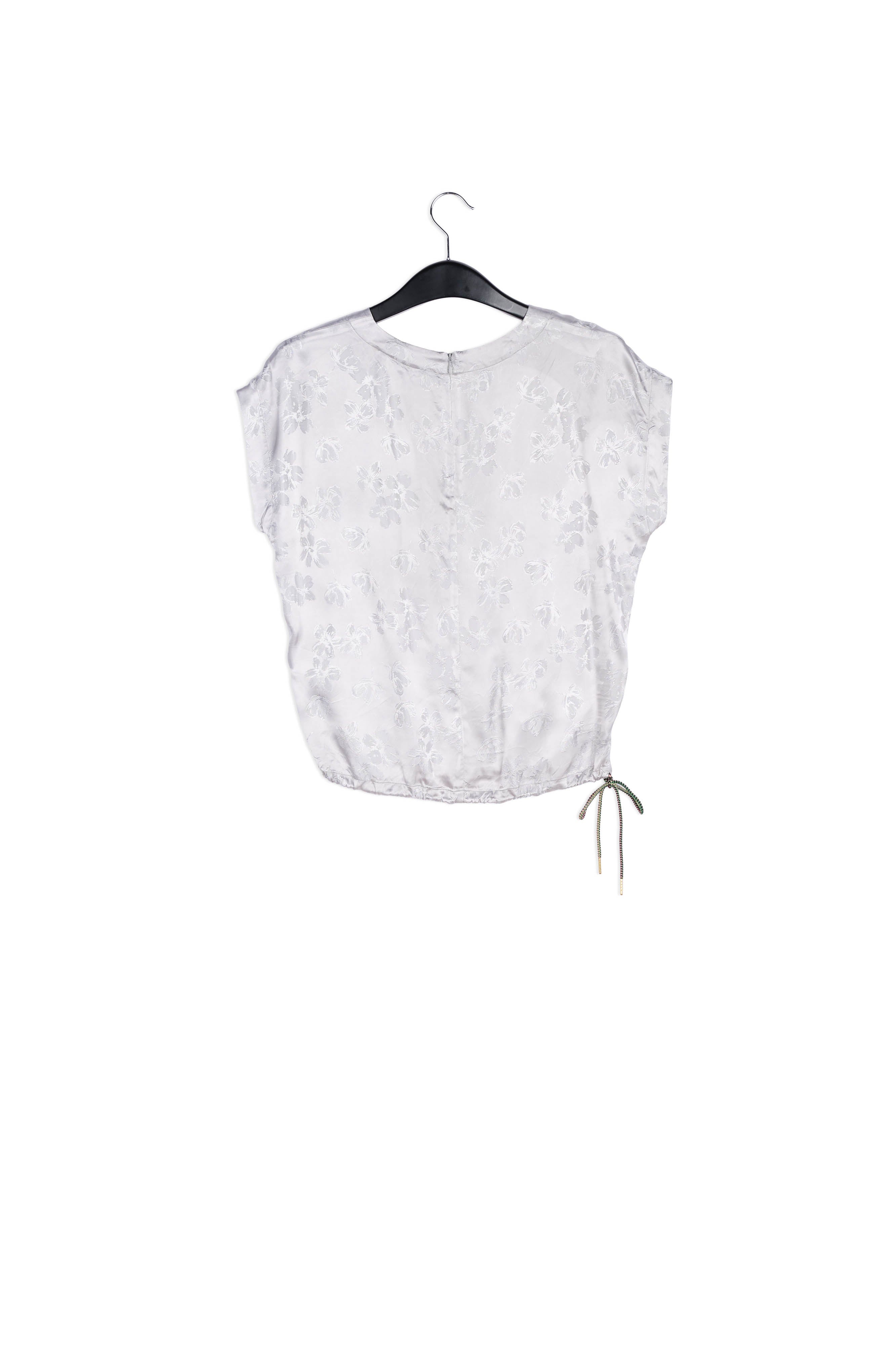Grey floral-print jacquard top RE—SSENTIEL | Essentiel second hand