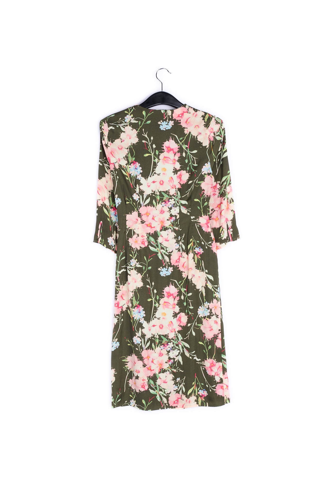 Khaki floral wrap dress RE—SSENTIEL | Essentiel second hand