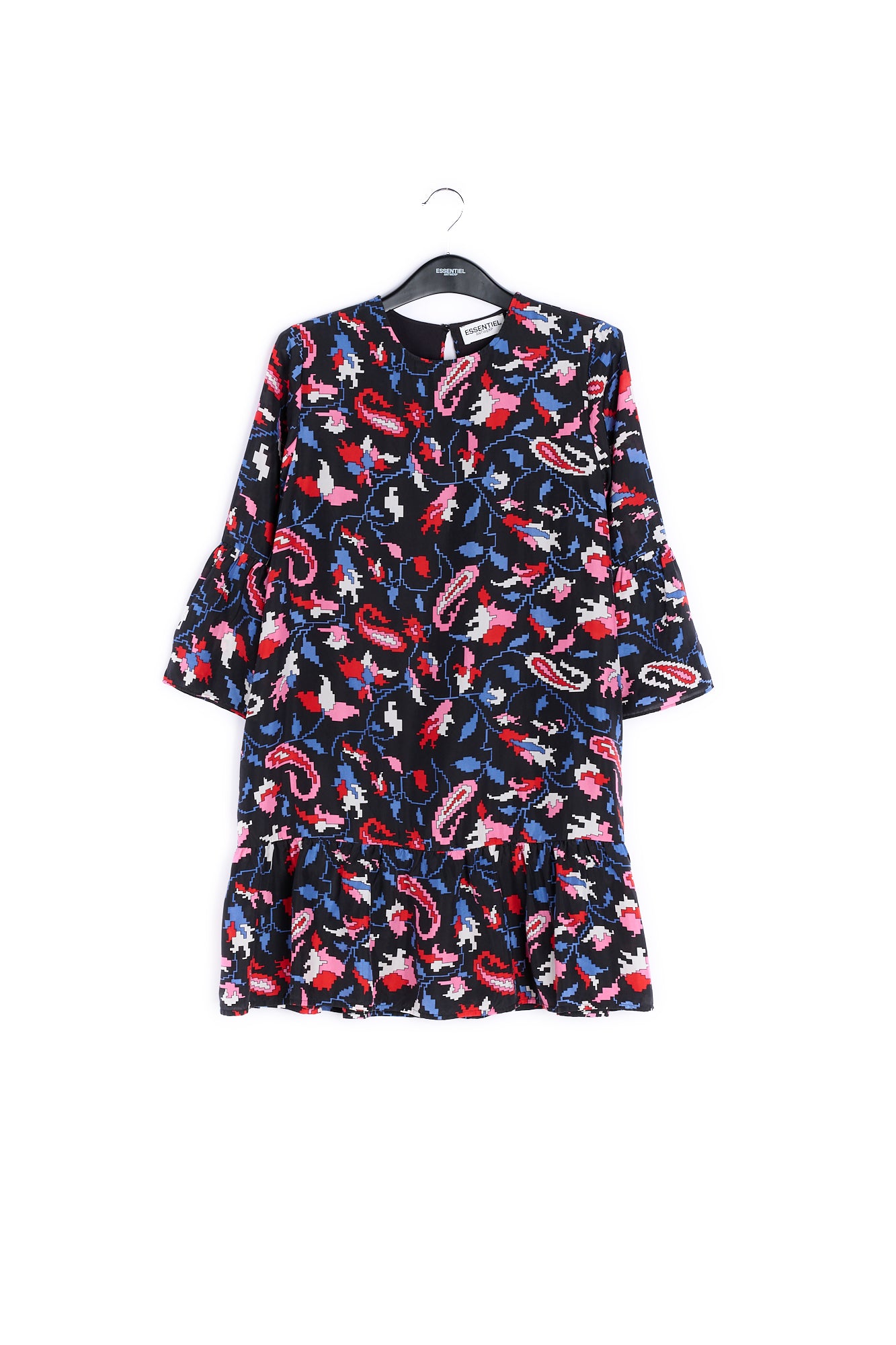 Brown silk dress with flower print RE—SSENTIEL | Essentiel second hand