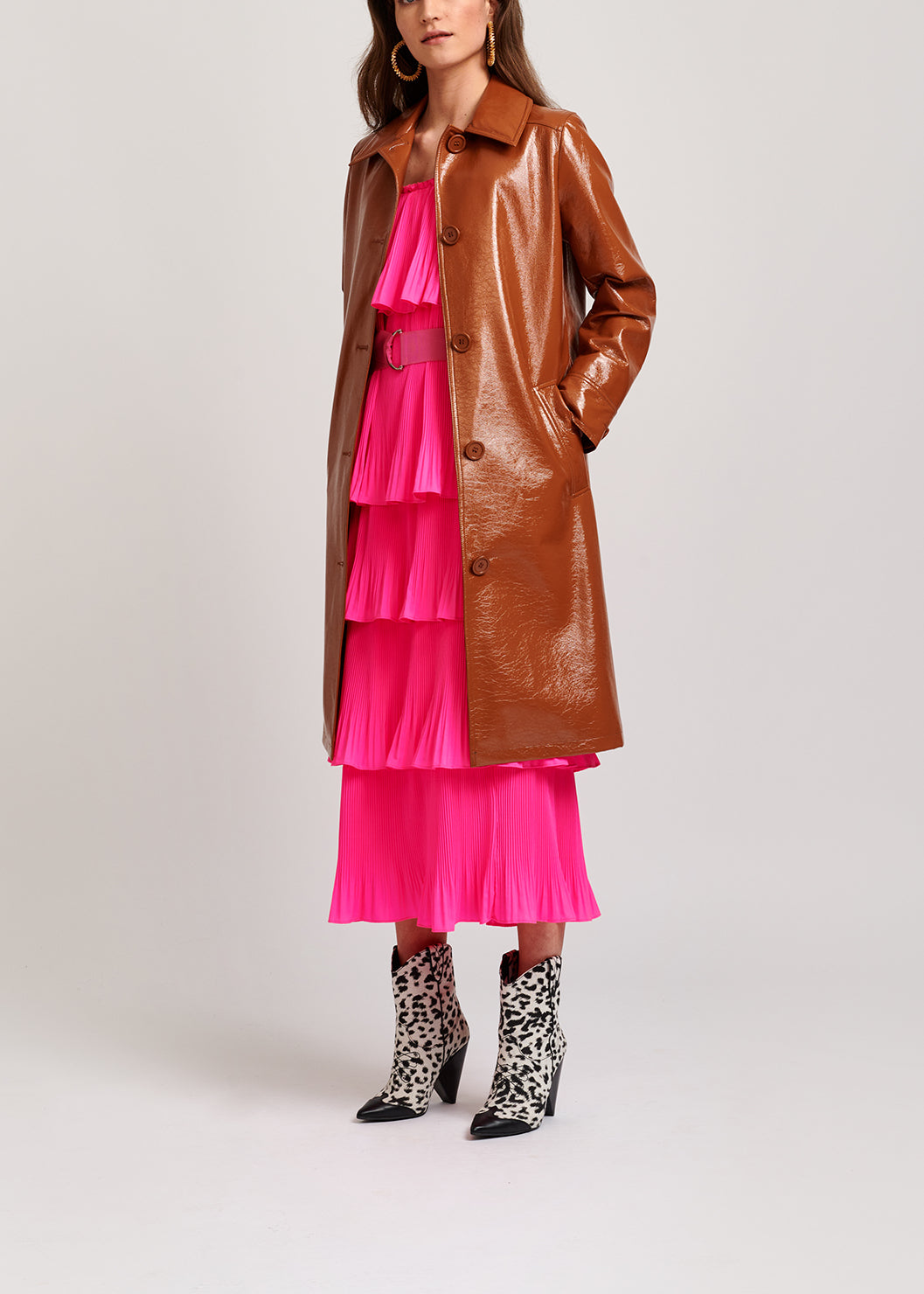 Neon pink tiered strapless dress RE—SSENTIEL | Essentiel second hand