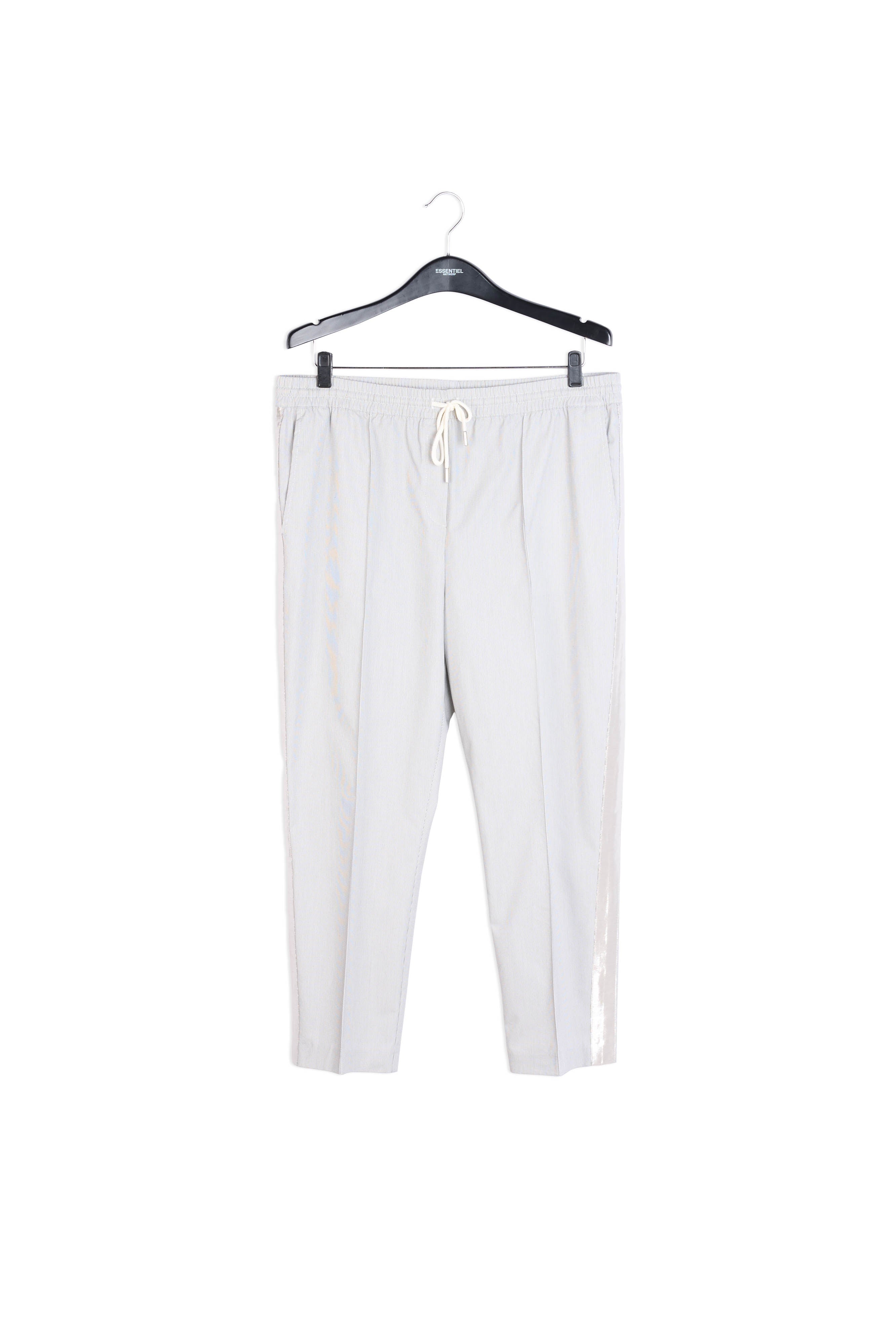 Grey and off-white checked cotton-blend pants RE—SSENTIEL | Essentiel second hand