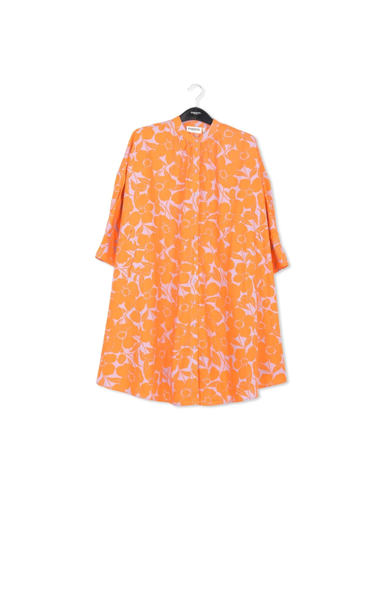 Orange cotton knee-length shirt dress RE—SSENTIEL | Essentiel second hand