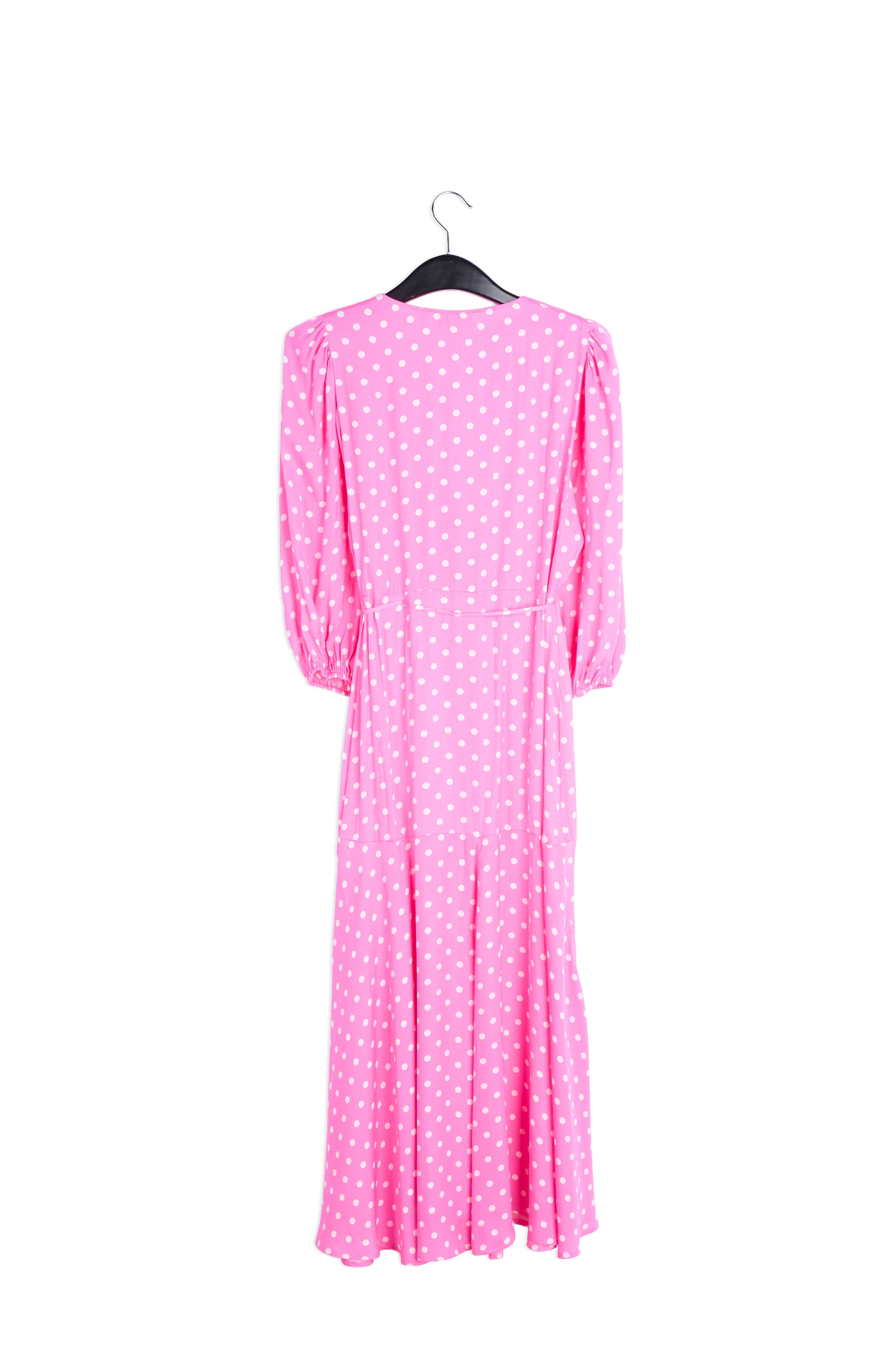Neon pink polka dot wrap maxi dress RE—SSENTIEL | Essentiel second hand