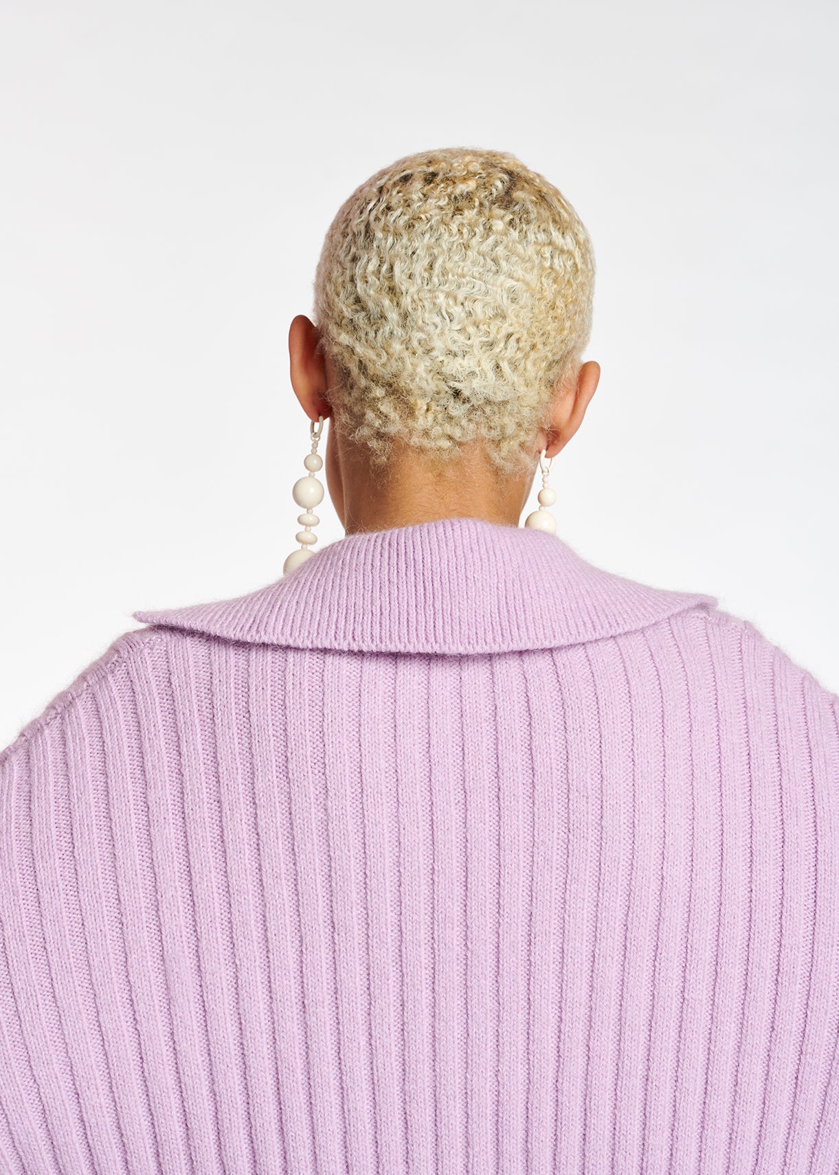 Lilac V-neck ribbed-knit sweater RE—SSENTIEL | Essentiel second hand