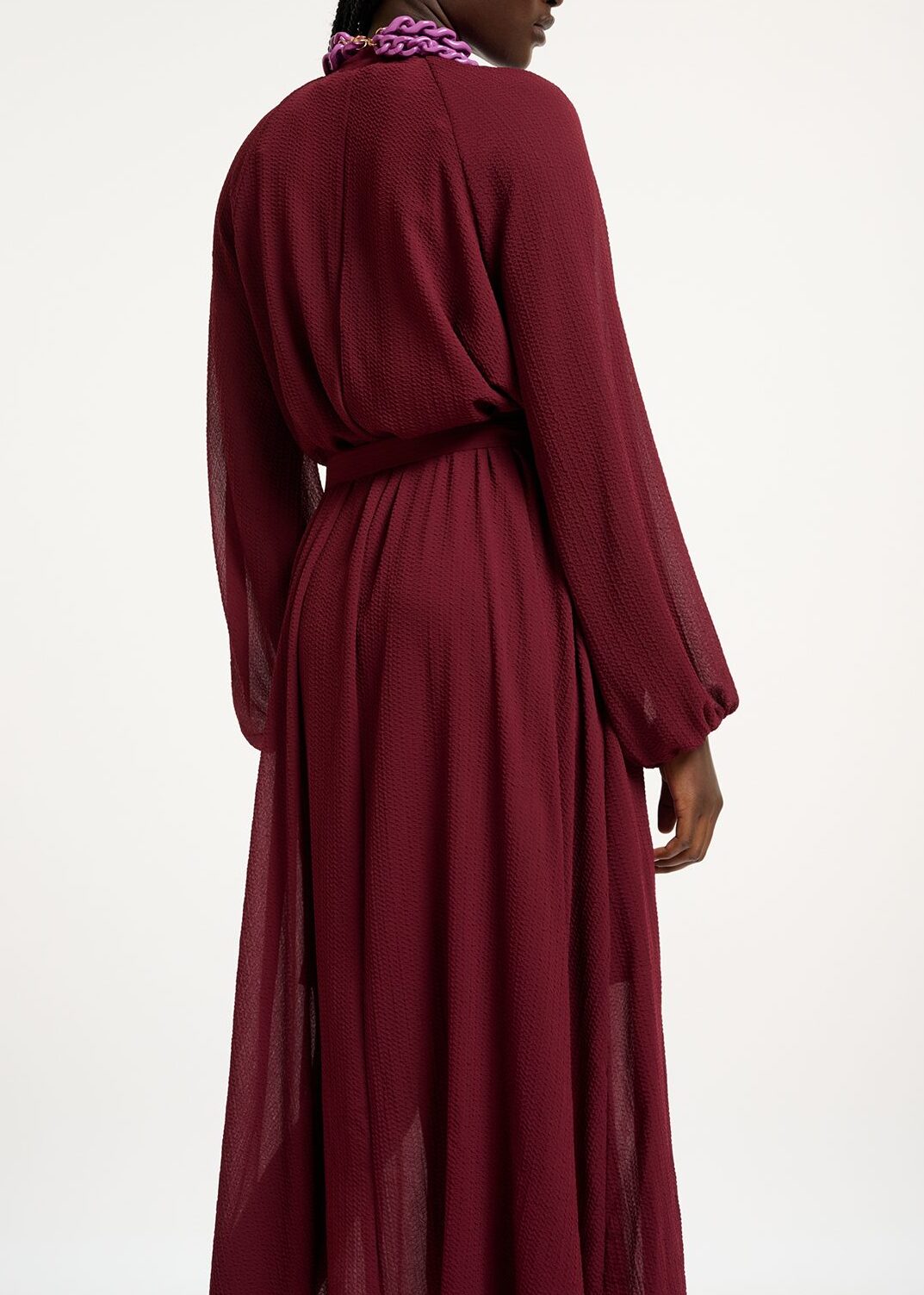 Robe chemise midi bordeaux avec ceinture RE—SSENTIEL | Essentiel second hand