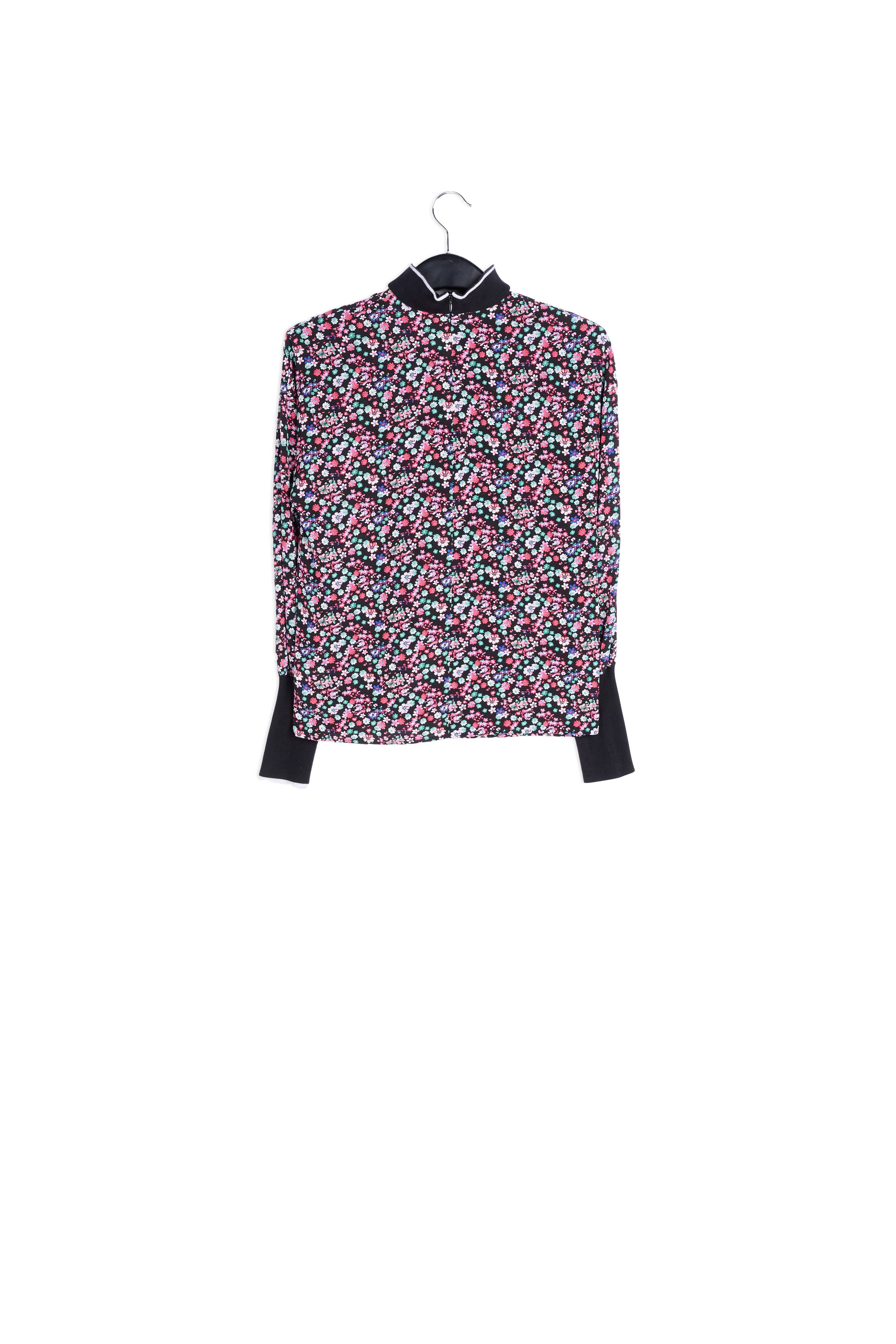 Top noir à fleurs avec bords contrastants RE—SSENTIEL | Essentiel second hand