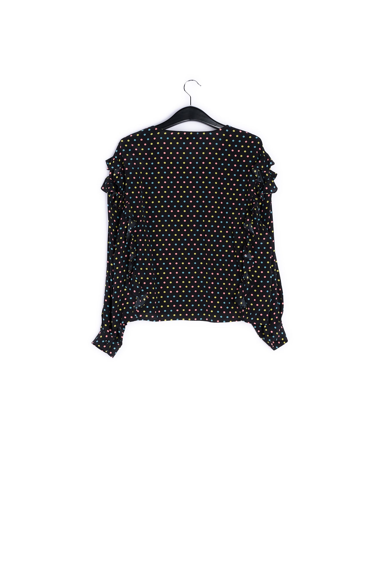 Black polka-dot top with ruffles RE—SSENTIEL | Essentiel second hand