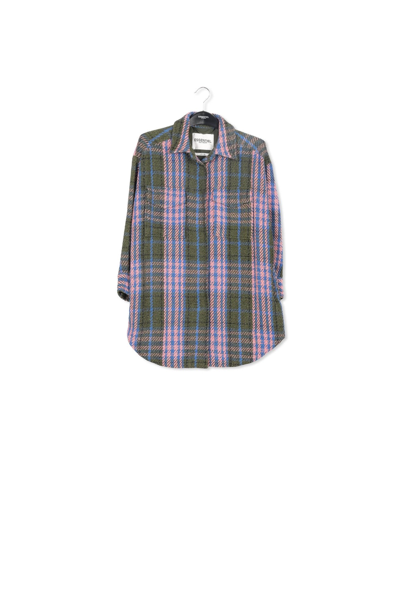 Surchemise vert kaki à  carreaux texturés RE—SSENTIEL | Essentiel second hand