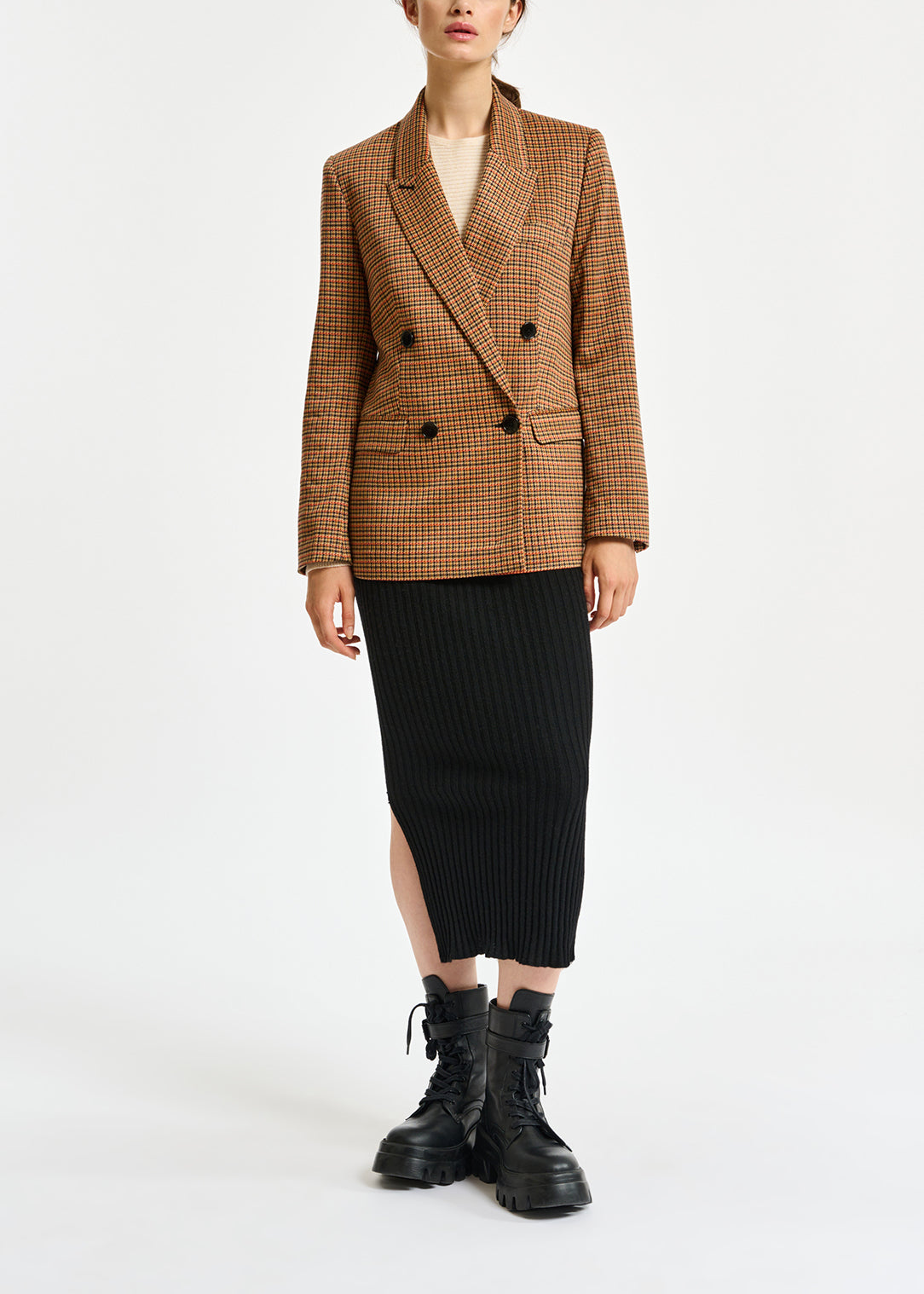 Blazer croisé à pied-de-poule RE—SSENTIEL | Essentiel second hand