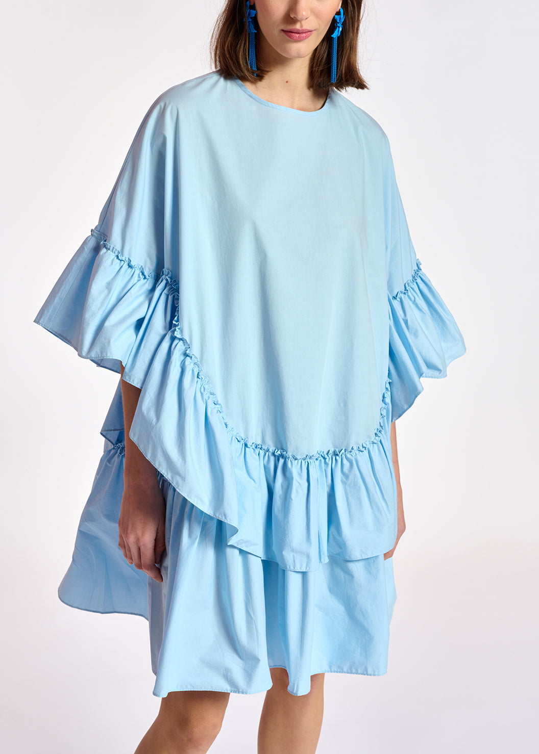 Lichtblauwe katoenen jurk met volants RE—SSENTIEL | Essentiel second hand