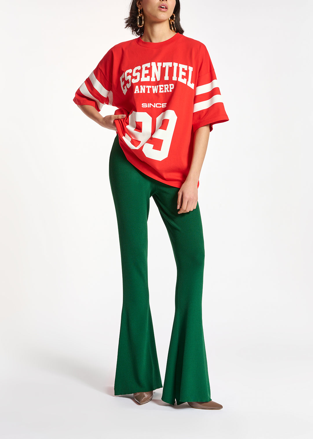 Dark green flared knitted pants RE—SSENTIEL | Essentiel second hand