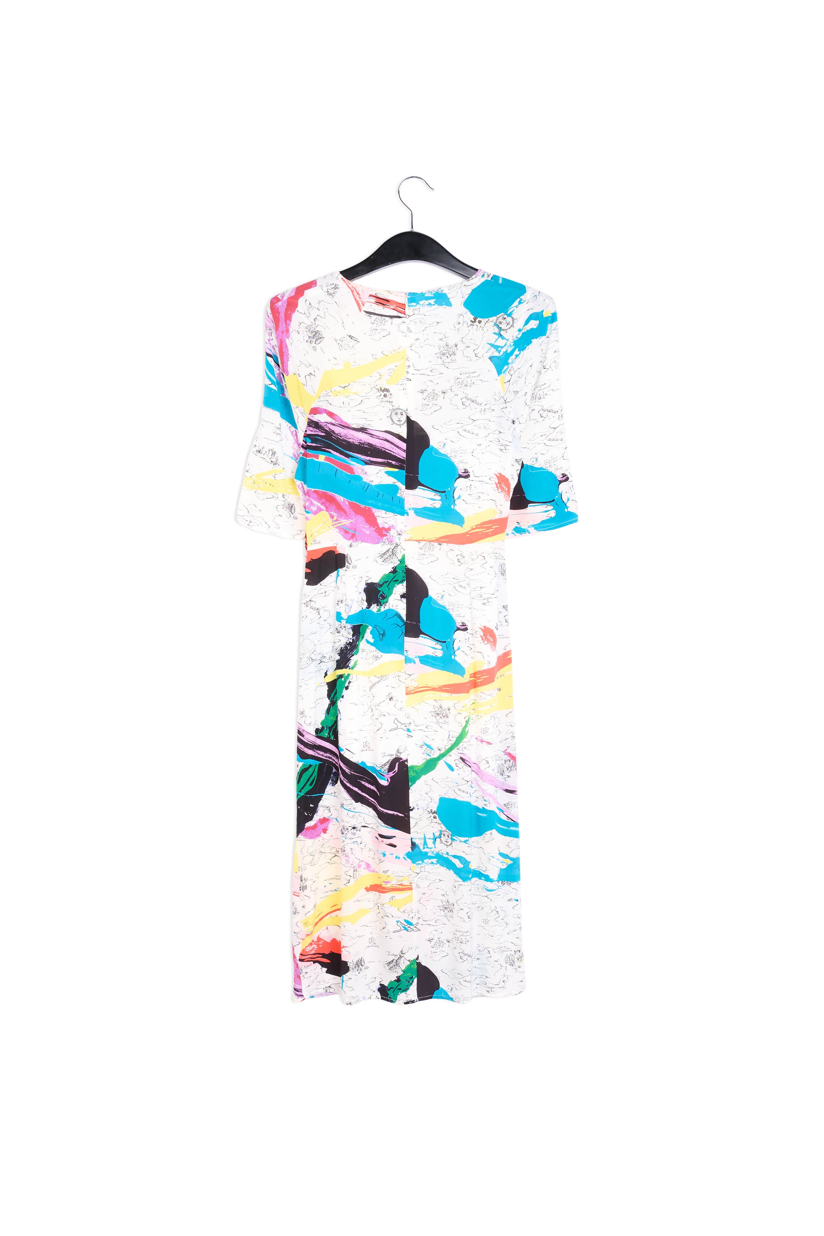 Gebroken witte midi-jurk met verfstrepen RE—SSENTIEL | Essentiel second hand