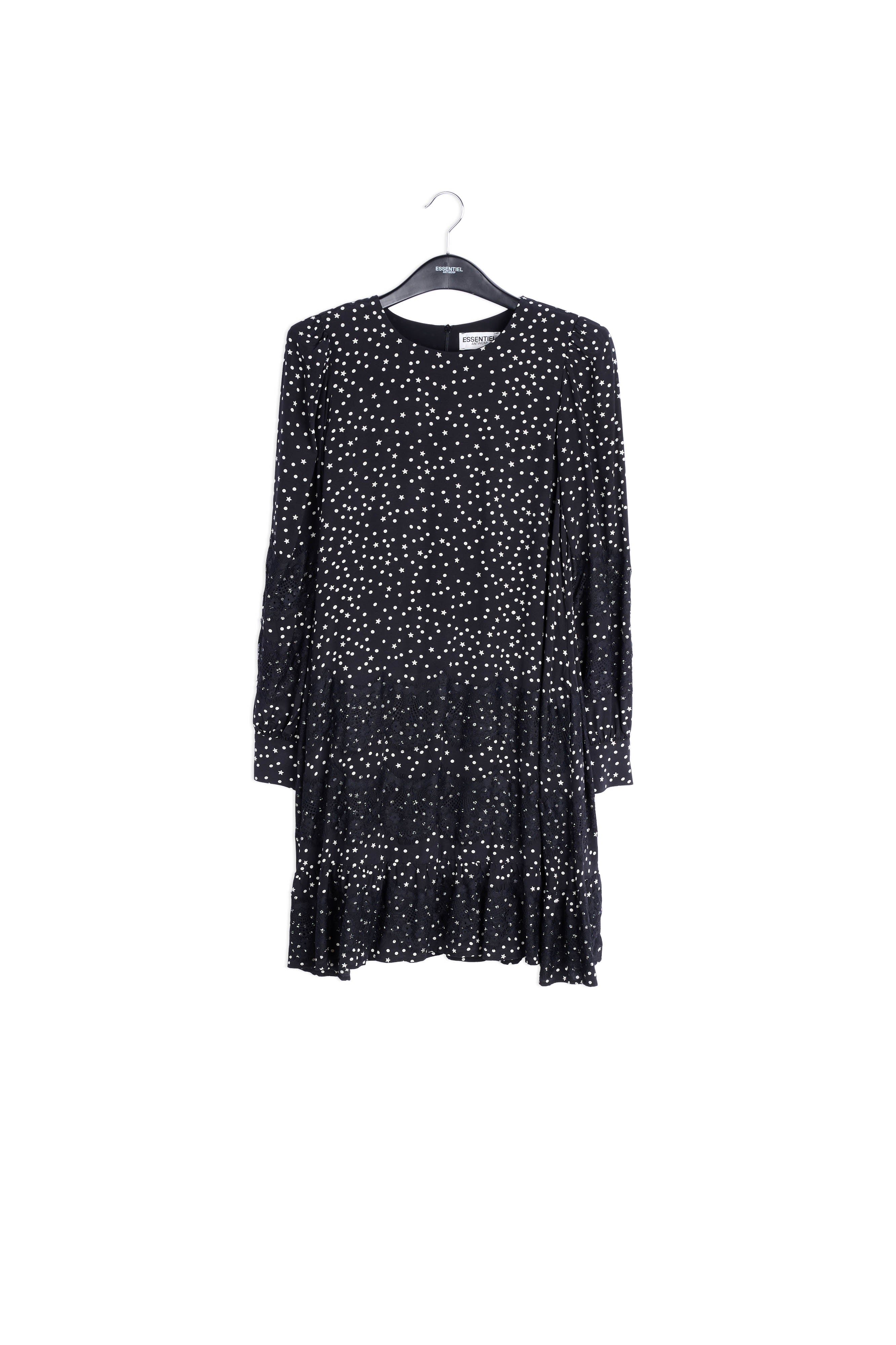 Zwarte mini-jurk met kant RE—SSENTIEL | Essentiel second hand