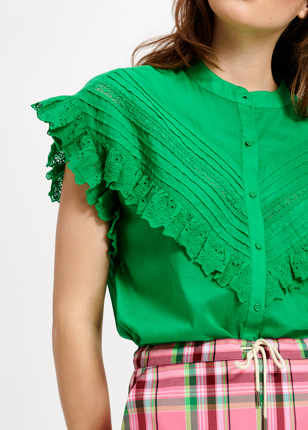 Groene top met ruches RE—SSENTIEL | Essentiel second hand