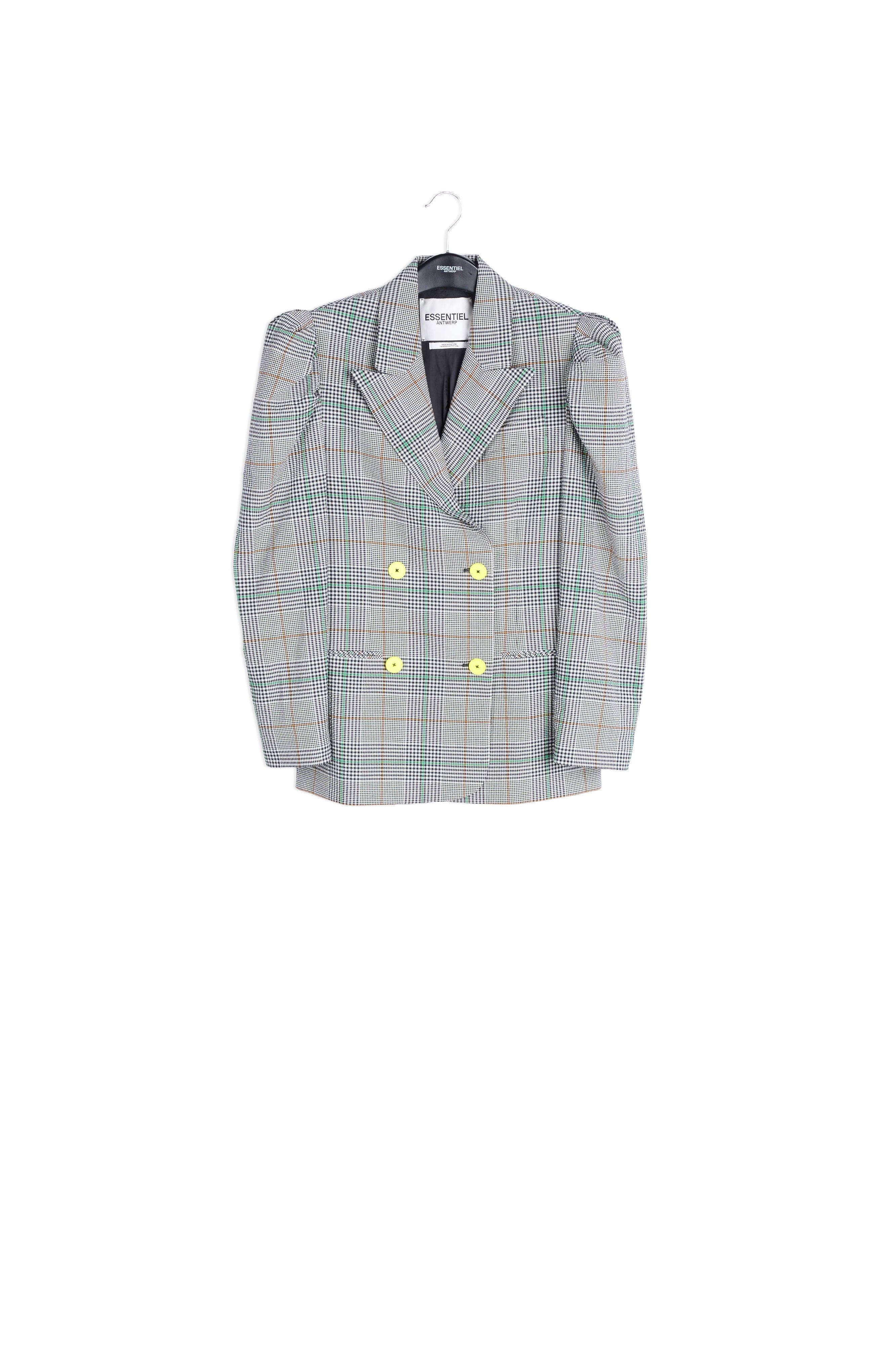 Off-white plaid double-breasted blazer RE—SSENTIEL | Essentiel second hand