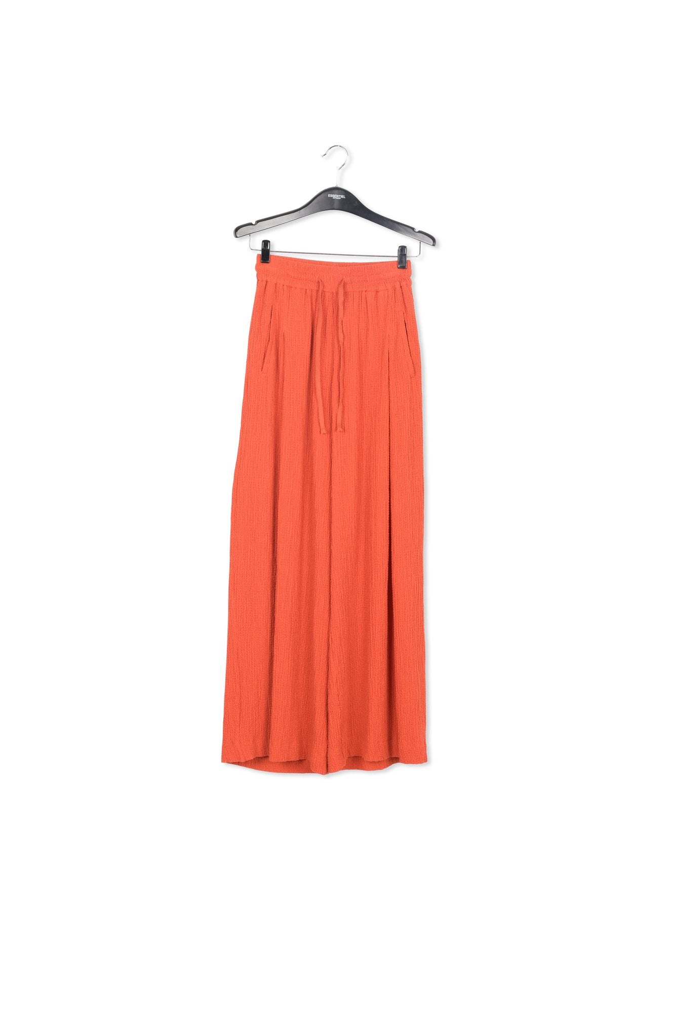 Orange wide-leg seersucker pants RE—SSENTIEL | Essentiel second hand