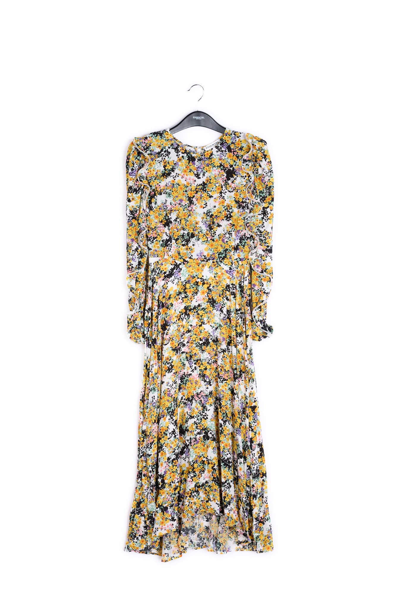 Off-white ruffled floral-print maxi dress RE—SSENTIEL | Essentiel second hand