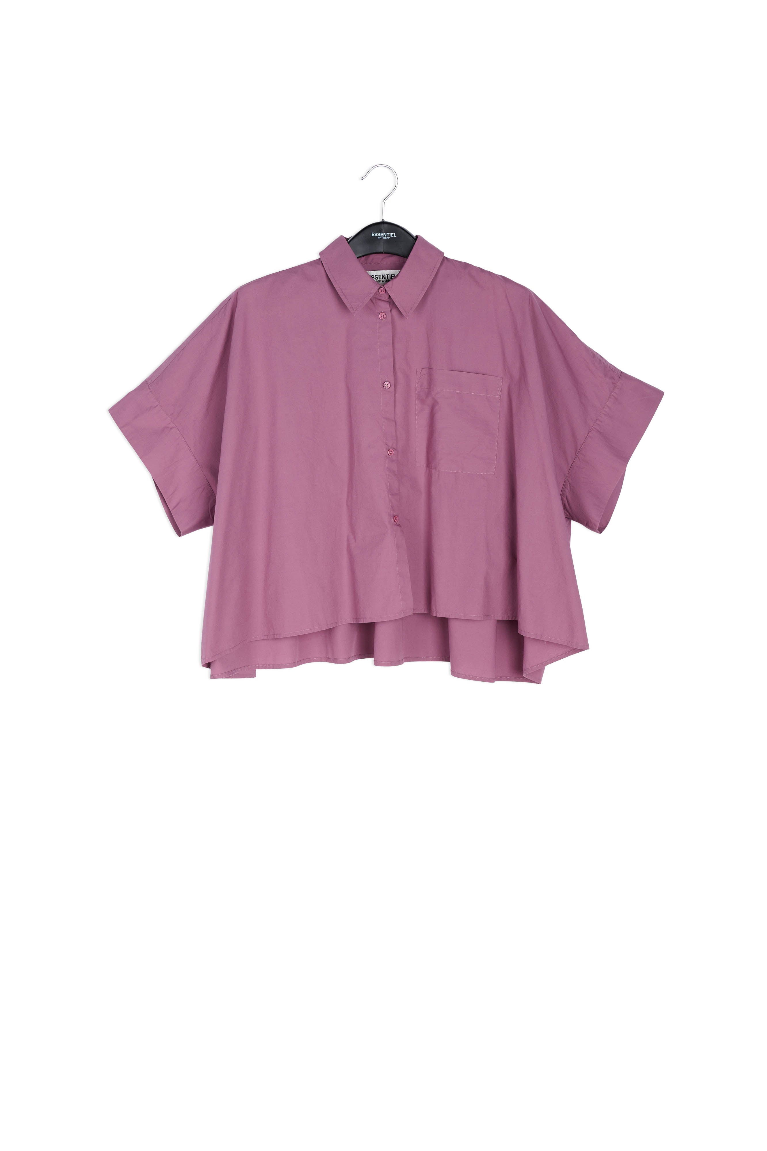 Purple oversized cotton-poplin buttoned shirt RE—SSENTIEL | Essentiel second hand