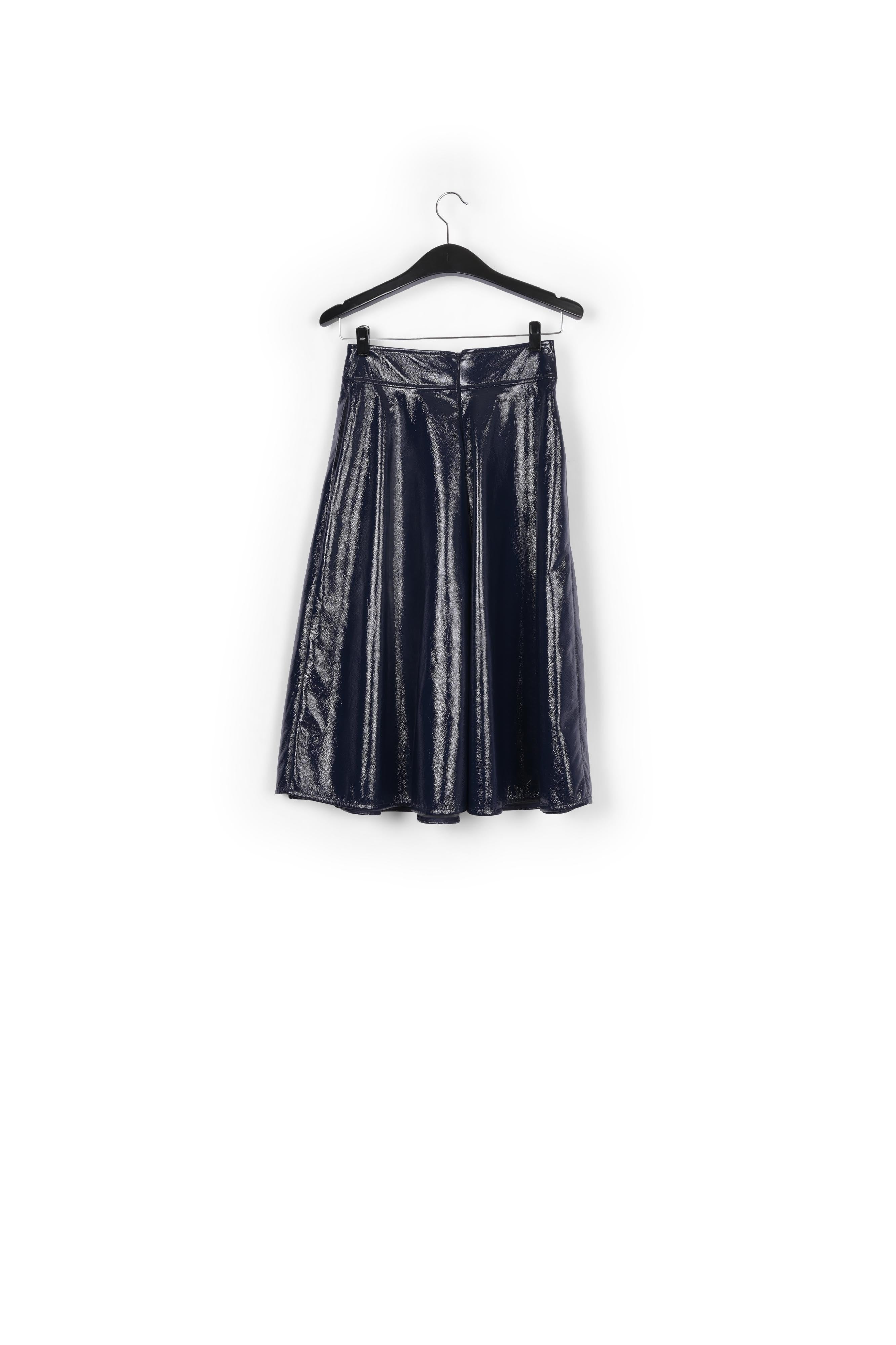 Dark blue faux leather A-line skirt RE—SSENTIEL | Essentiel second hand