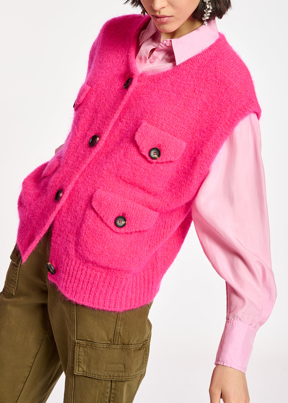 Light pink relaxed-fit silk shirt RE—SSENTIEL | Essentiel second hand