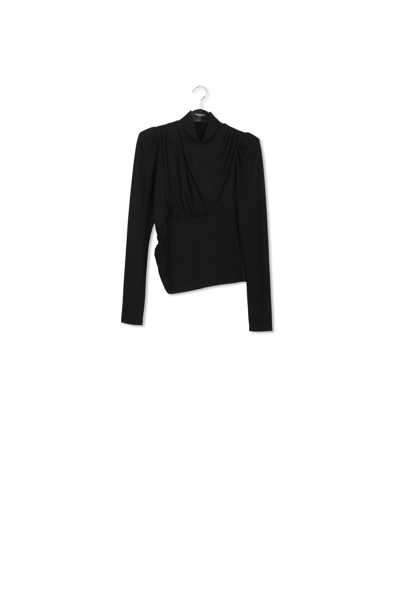 Black lurex ruched turtleneck top RE—SSENTIEL | Essentiel second hand
