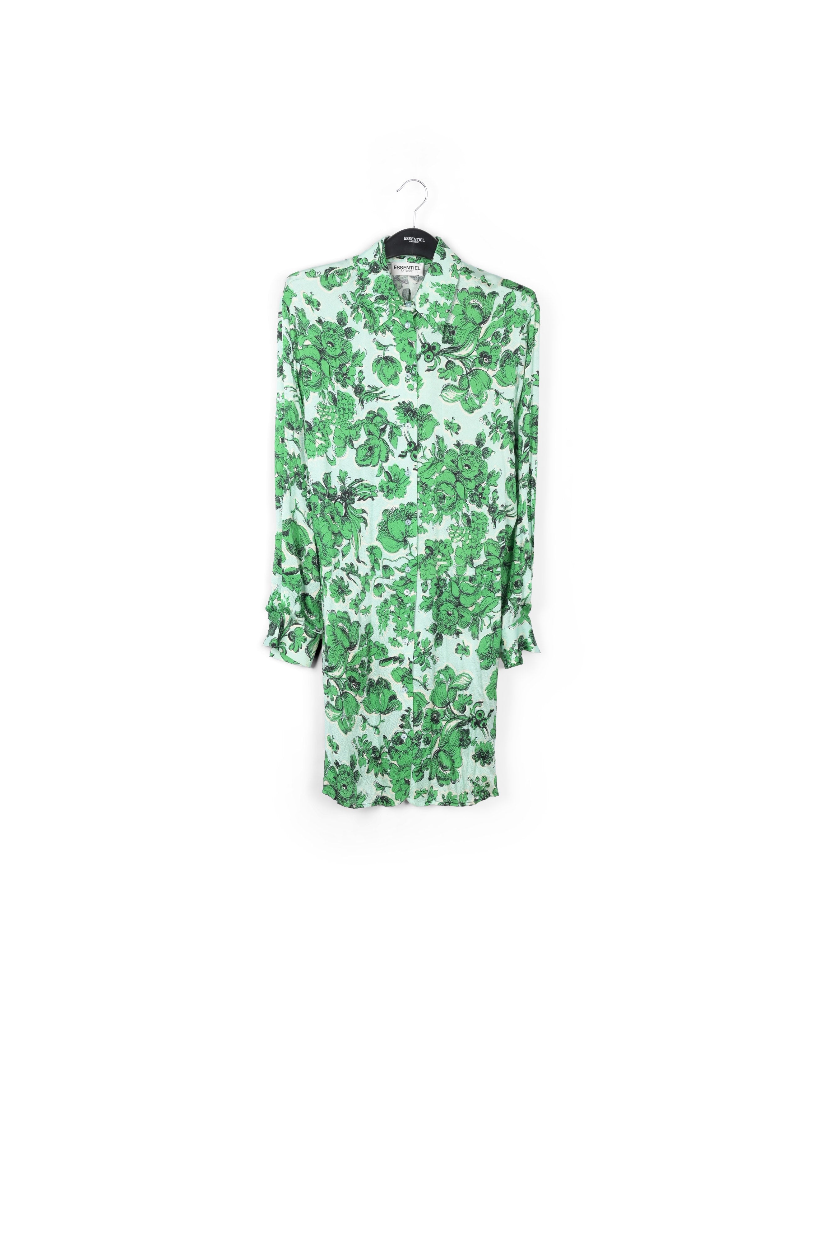 Light blue and green floral silk mini dress RE—SSENTIEL | Essentiel second hand