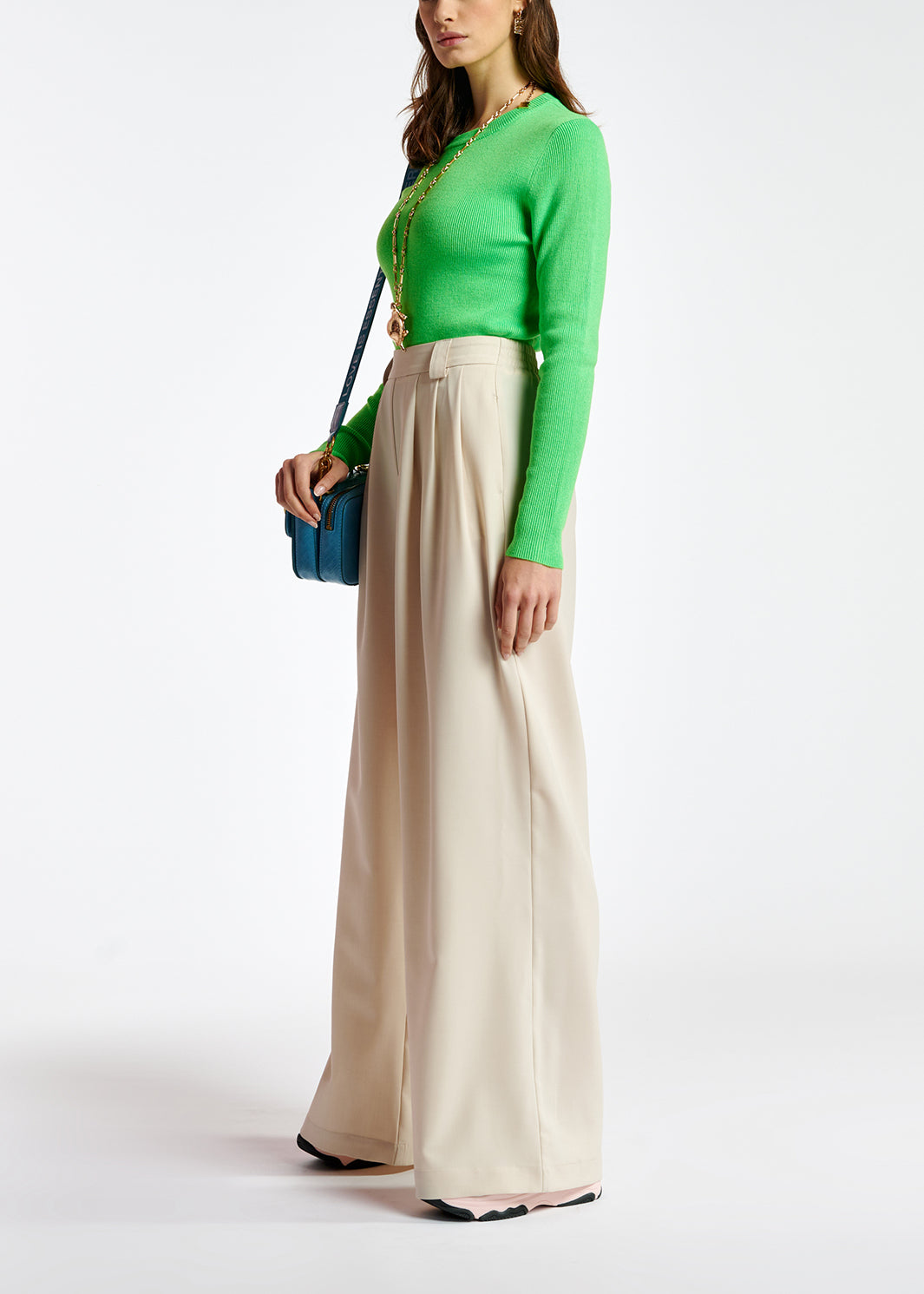 Neon green rib-knitted sweater RE—SSENTIEL | Essentiel second hand