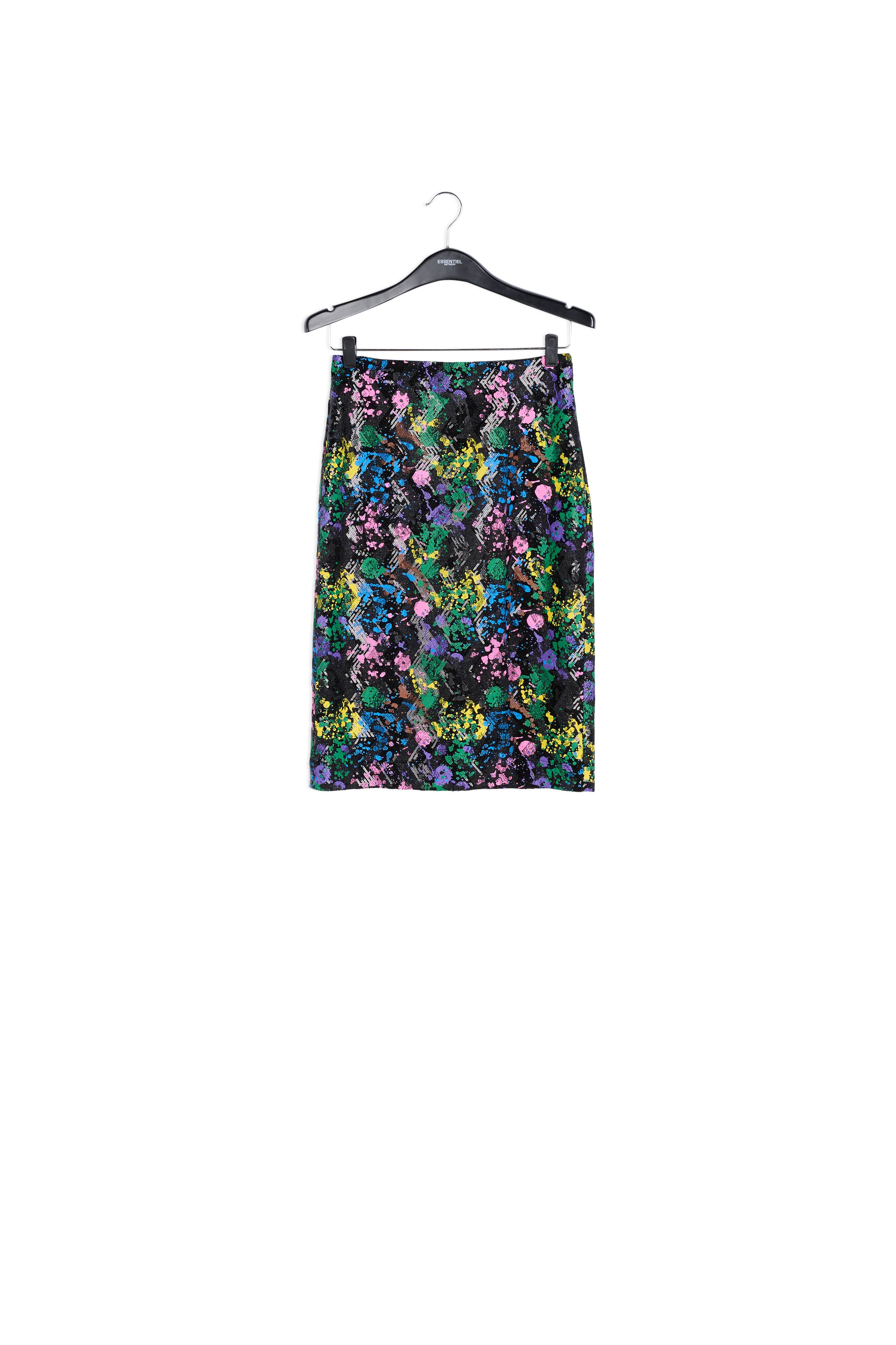 Splash pattern black sequined pencil skirt RE—SSENTIEL | Essentiel second hand