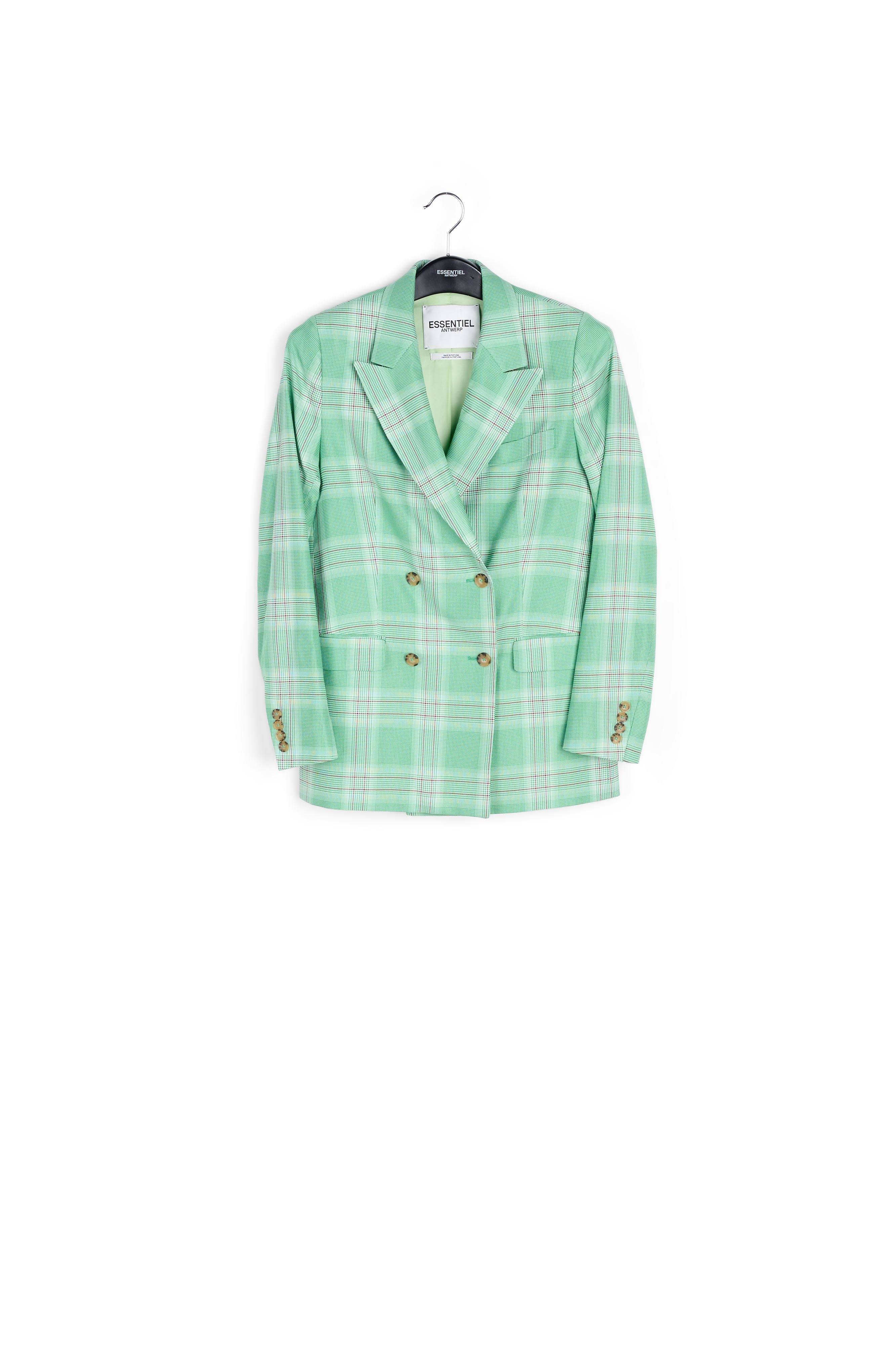 Veste croisée en tartan vert RE—SSENTIEL | Essentiel second hand