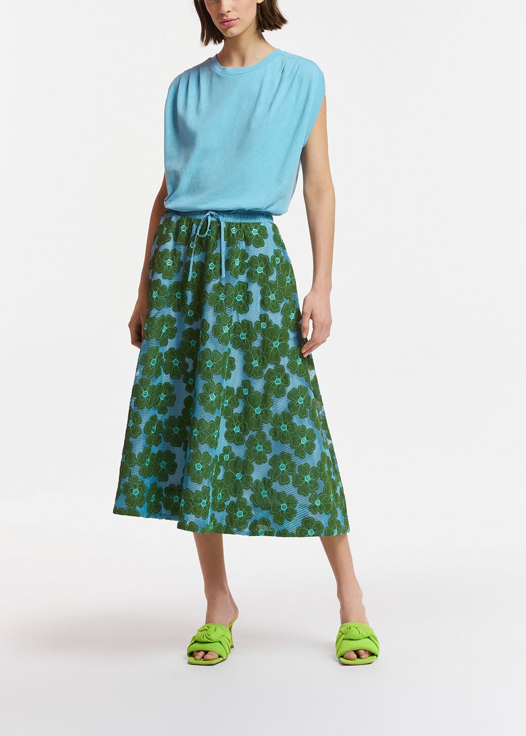 Blue cotton-linen T-shirt RE—SSENTIEL | Essentiel second hand