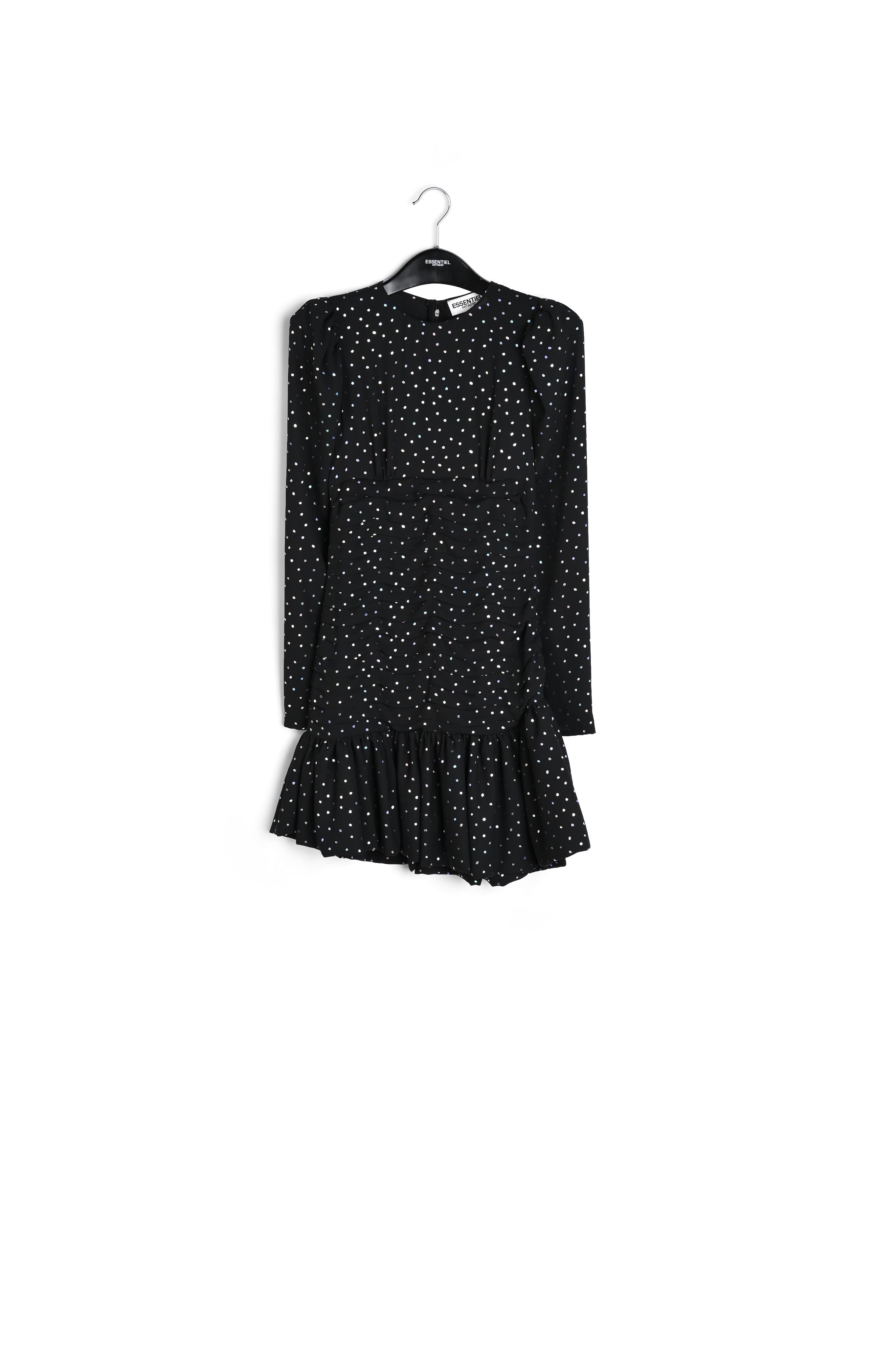 Zwarte mini-jurk met holografische stippen RE—SSENTIEL | Essentiel second hand
