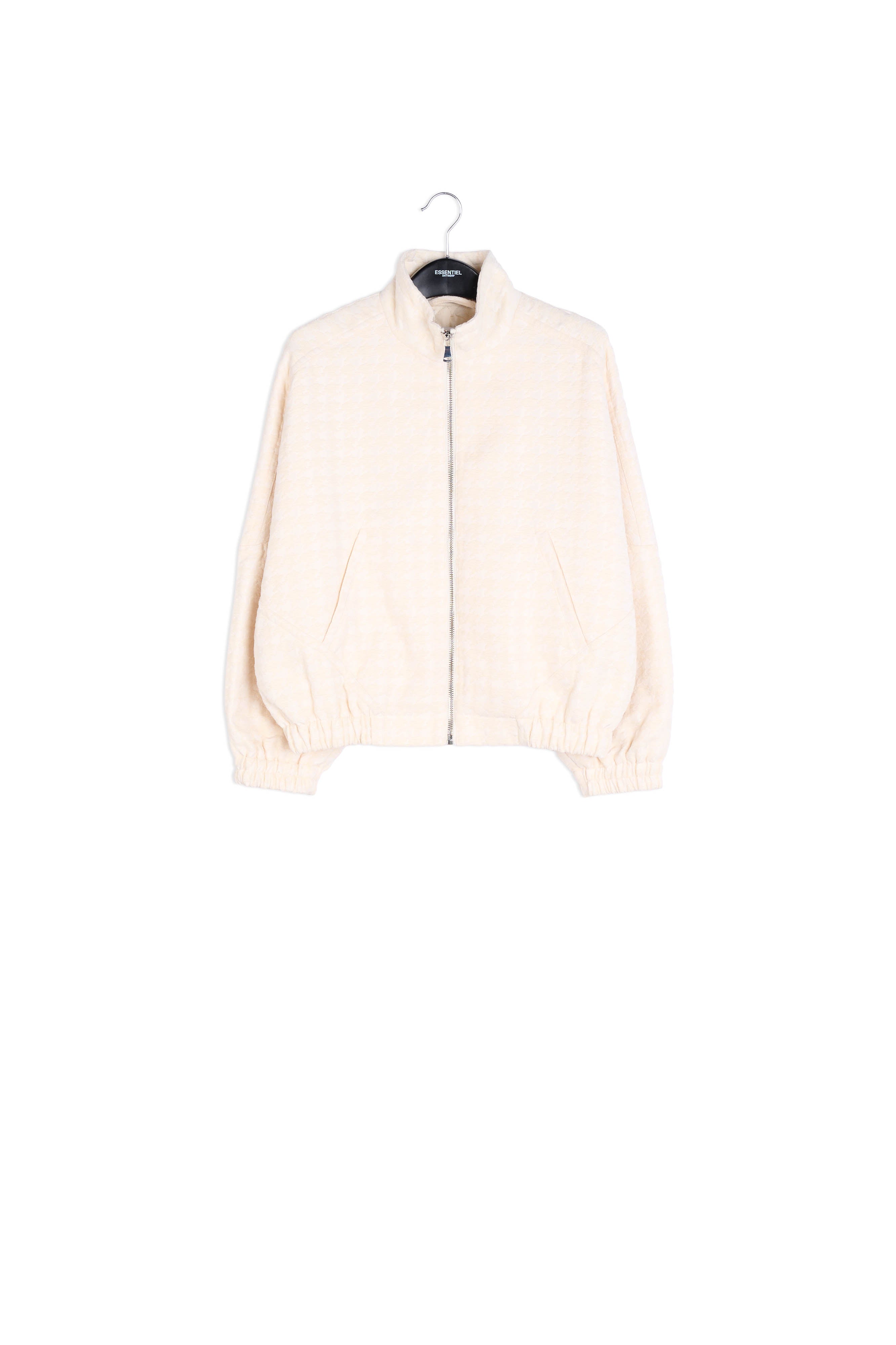 Off-white houndstooth jacquard bomber jacket RE—SSENTIEL | Essentiel second hand