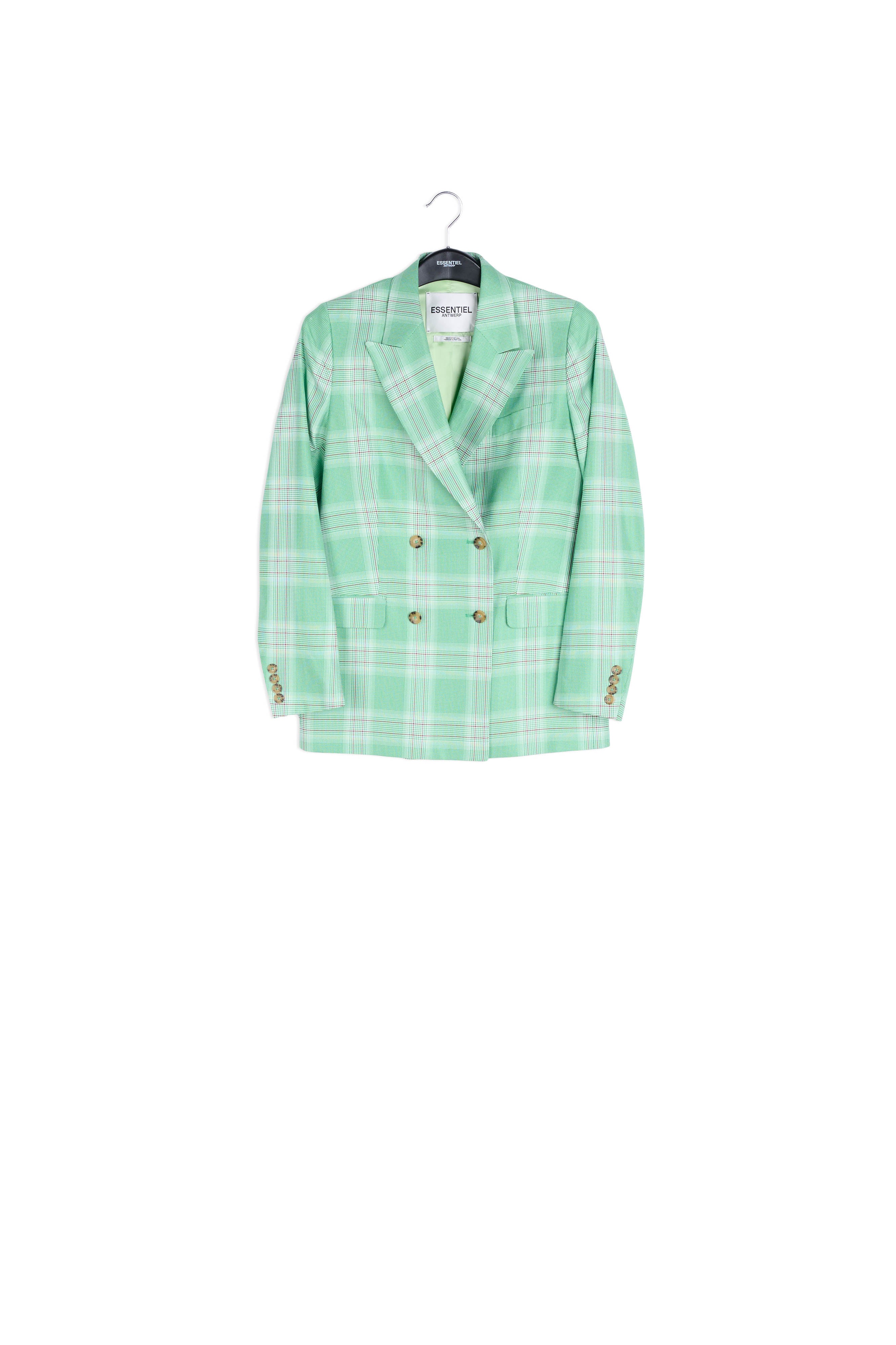 Green plaid double-breasted blazer RE—SSENTIEL | Essentiel second hand