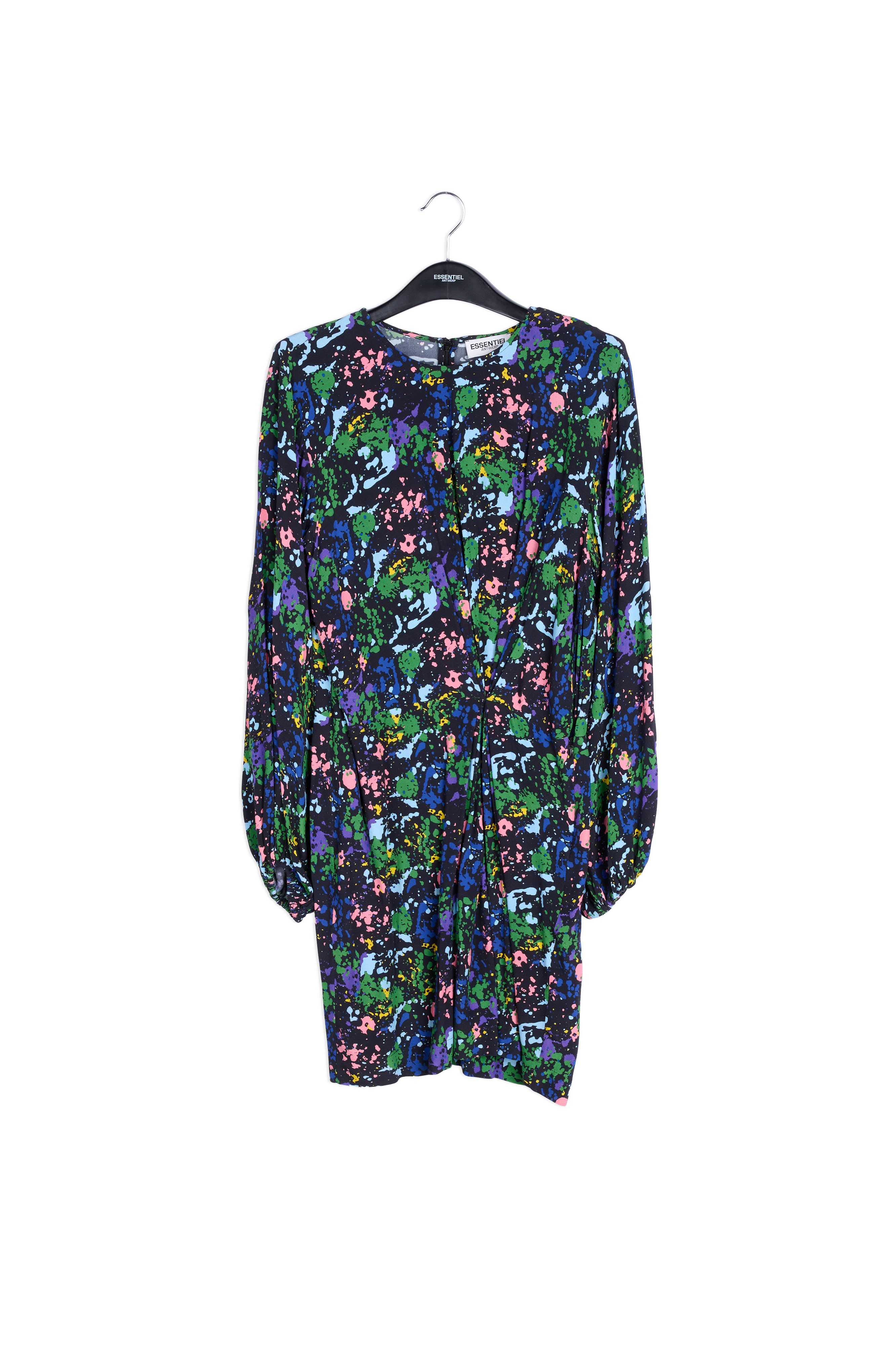Black and blue floral print mini dress RE—SSENTIEL | Essentiel second hand