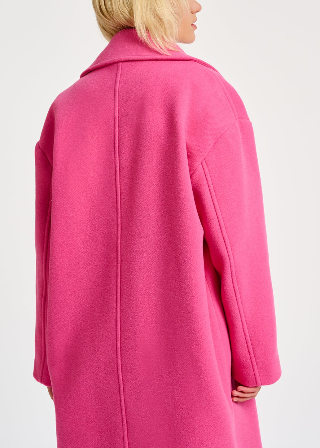 Manteau rose néon à  double boutonnage en laine mélangée RE—SSENTIEL | Essentiel second hand