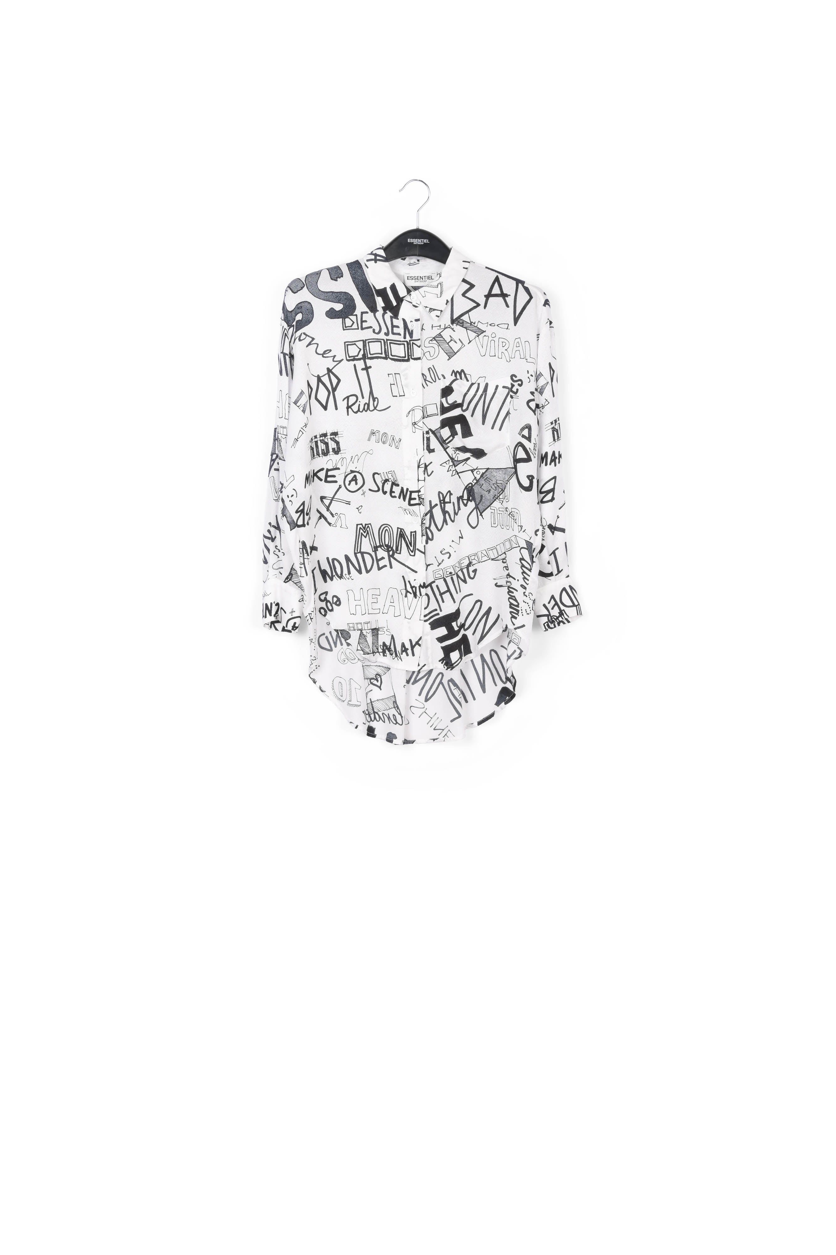 Chemise blanc cassé avec imprimé graffiti noir RE—SSENTIEL | Essentiel second hand