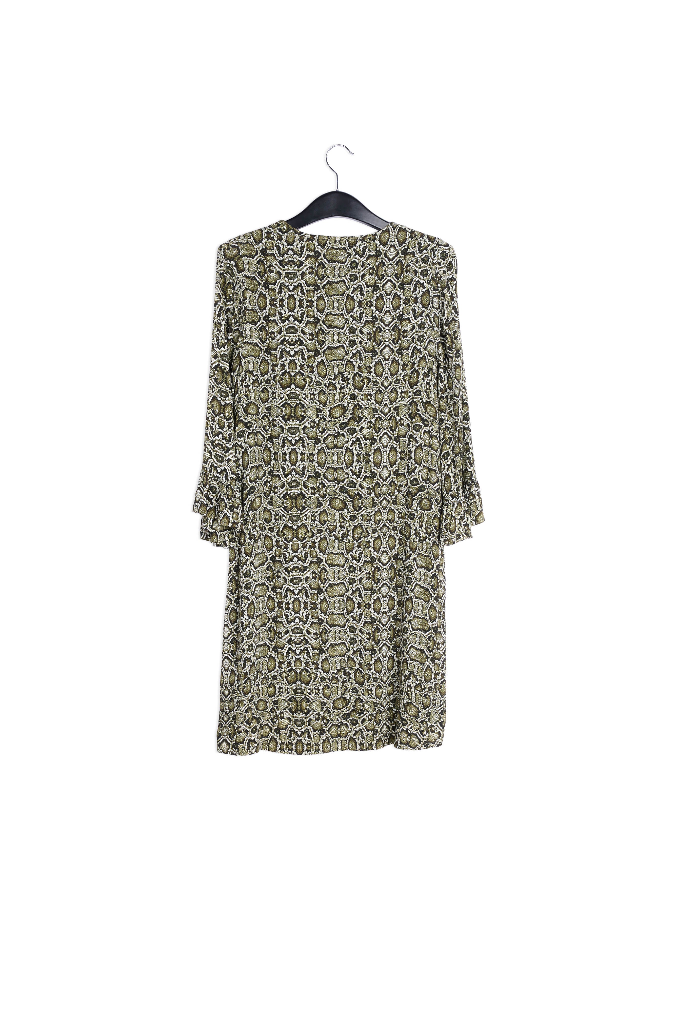 Kakigroene mini-jurk met slangenprint RE—SSENTIEL | Essentiel second hand