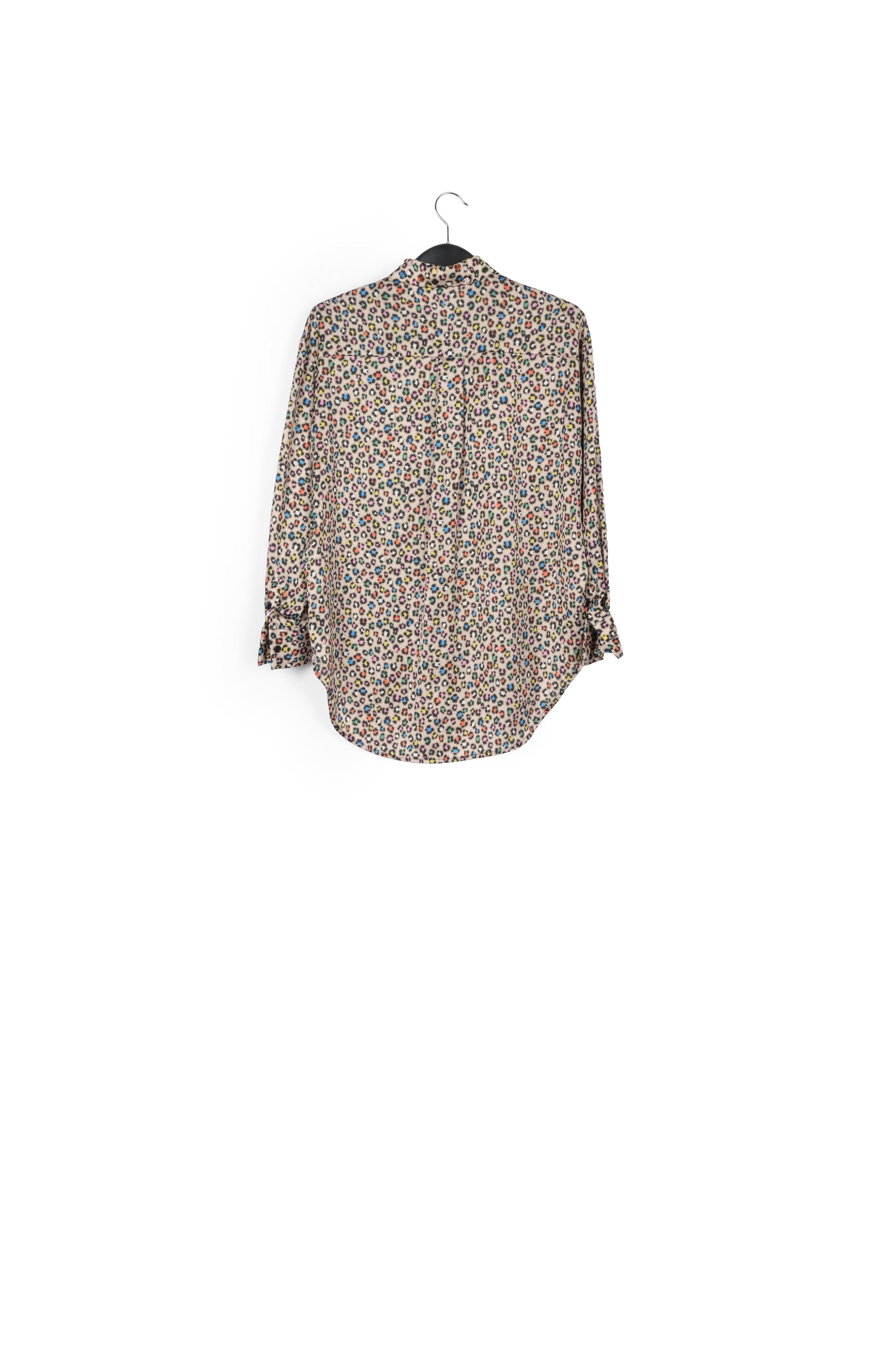 Beige sequin-embroidered shirt with multicolor leopard print RE—SSENTIEL | Essentiel second hand