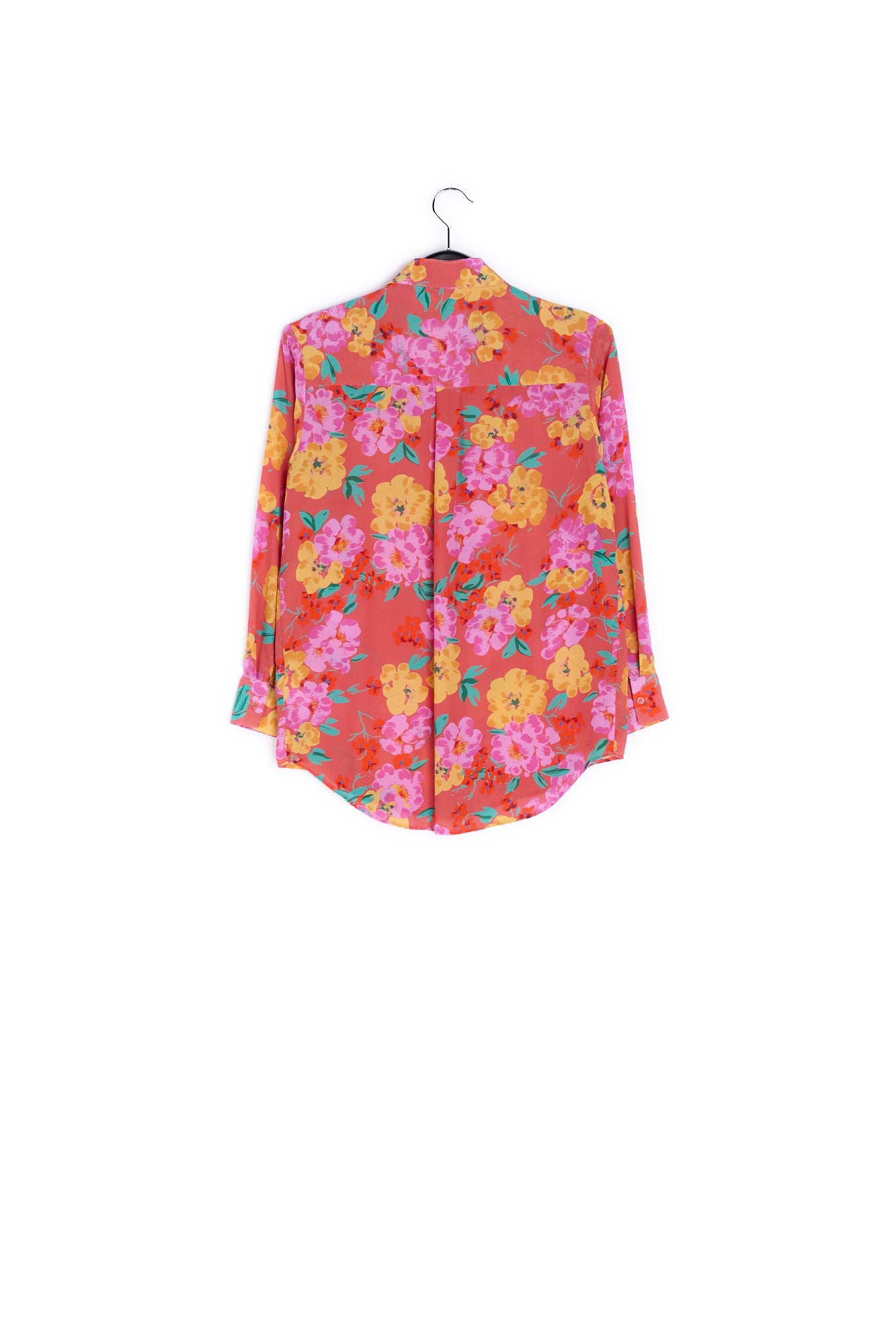Coral floral-print silk shirt RE—SSENTIEL | Essentiel second hand