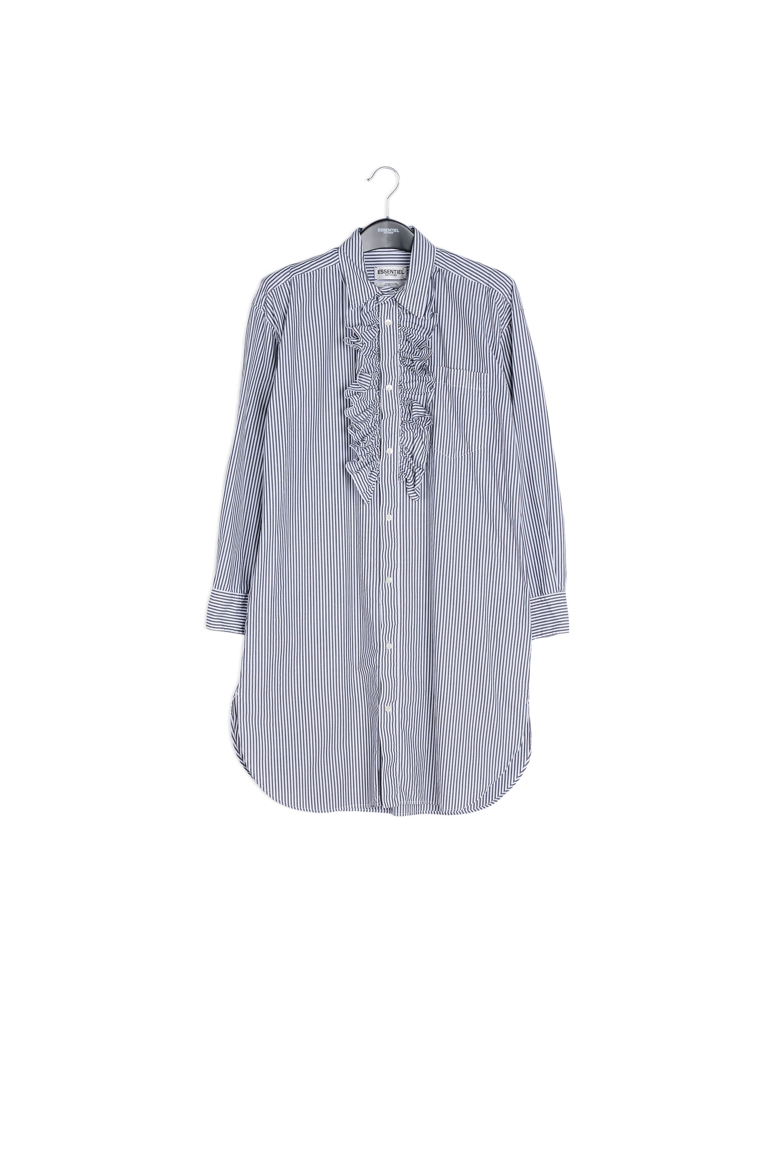 Robe chemise à rayures bleu pâle et blanc cassé RE—SSENTIEL | Essentiel second hand