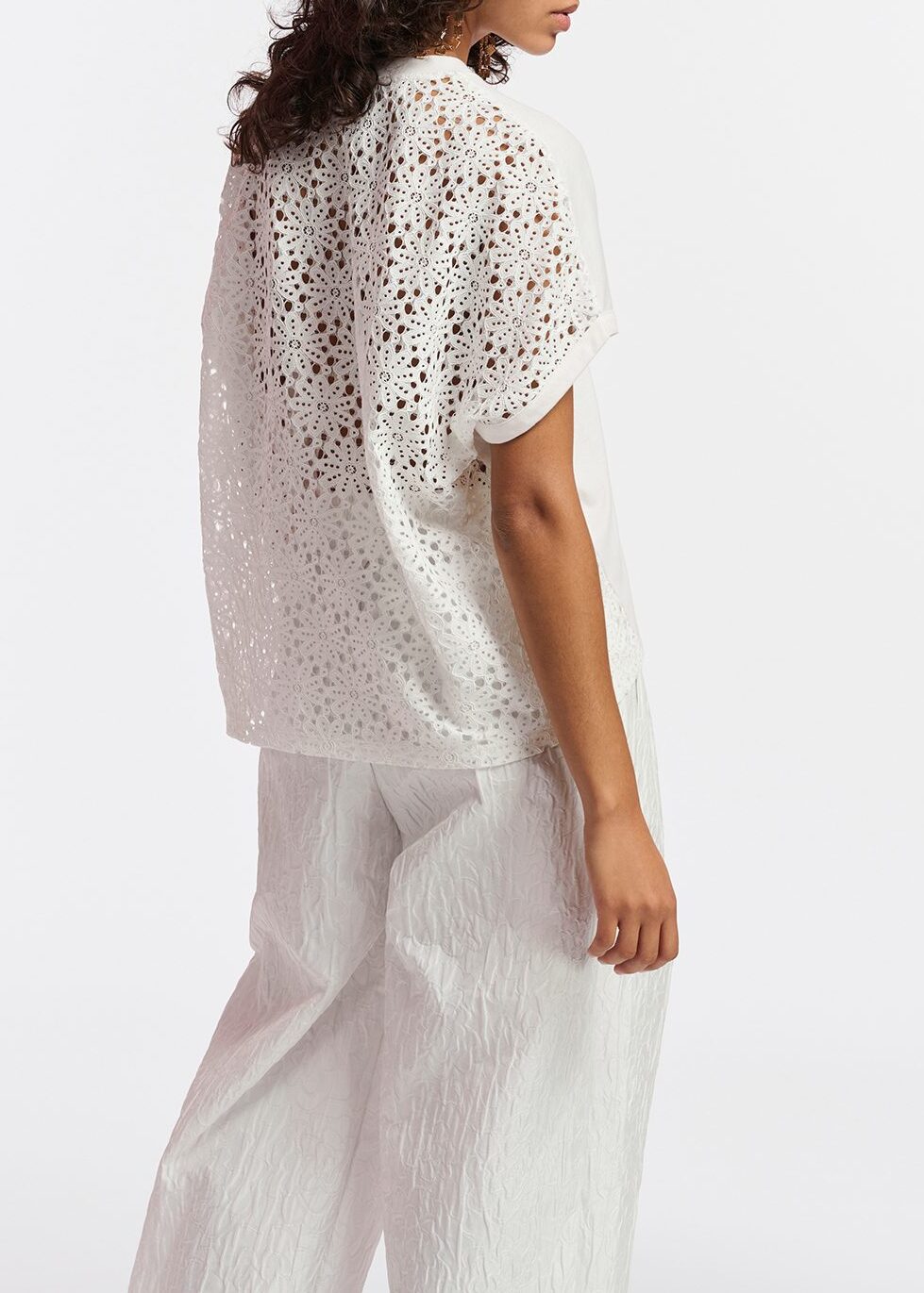 Off-white T-shirt with lace back panel RE—SSENTIEL | Essentiel second hand