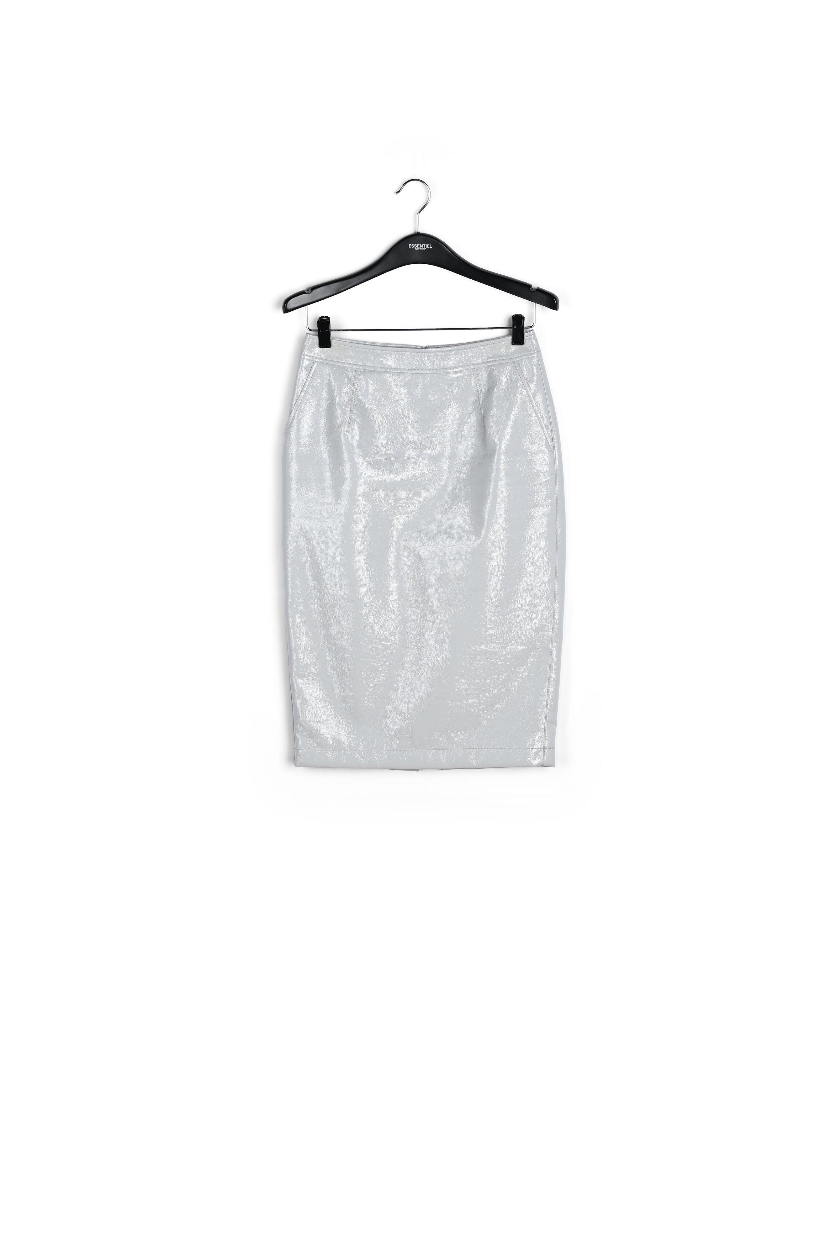 Jupe fourreau en simili cuir verni gris RE—SSENTIEL | Essentiel second hand