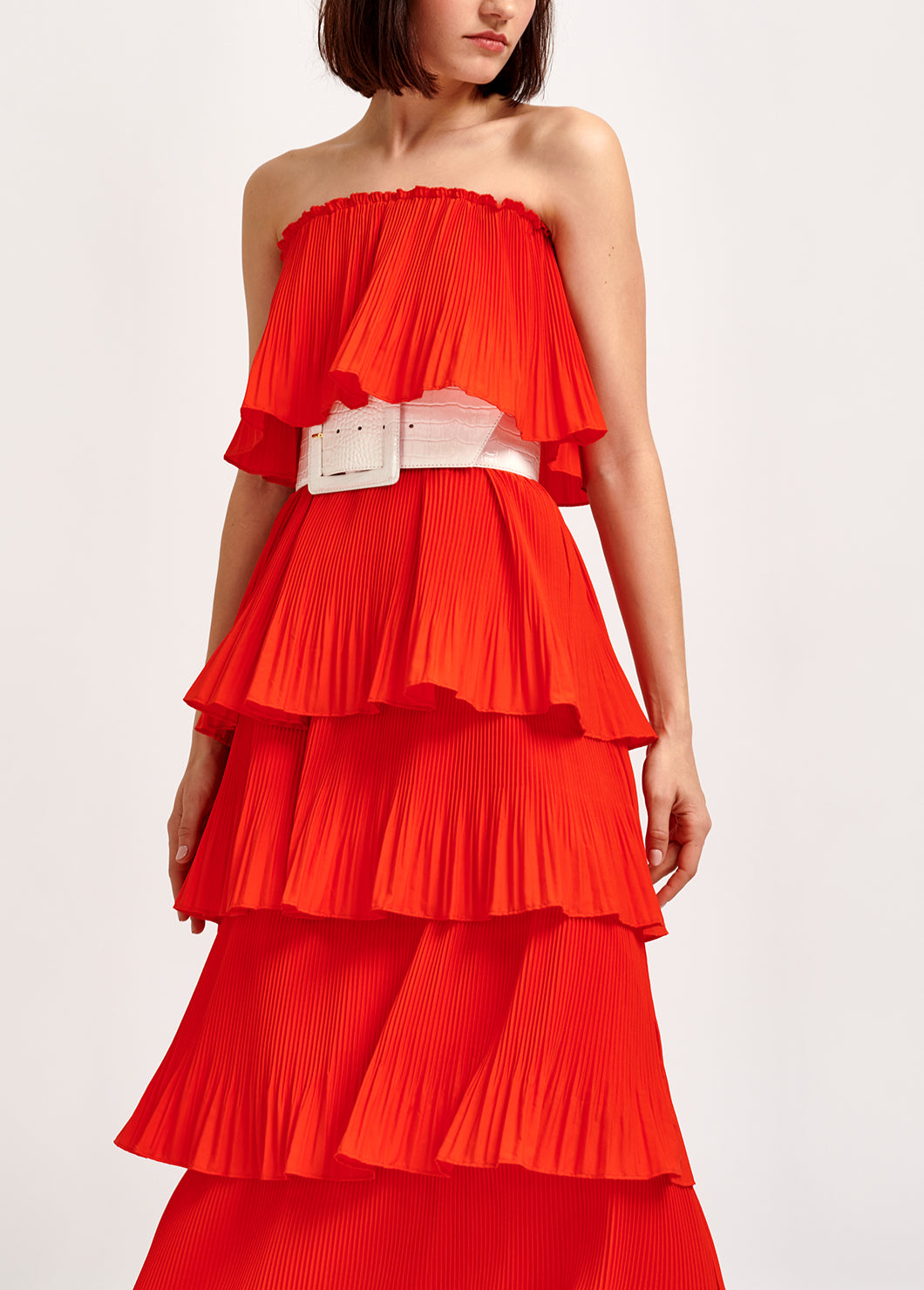 Orange tiered strapless dress RE—SSENTIEL | Essentiel second hand
